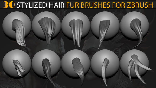 30 Stylized Hair & Fur VDM Brushes Vol.2