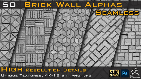50 Seamless Brick Wall Alphas