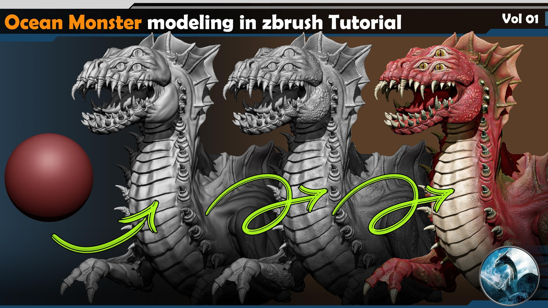 Ocean Monster modeling in zbrush Tutorial Vol 01