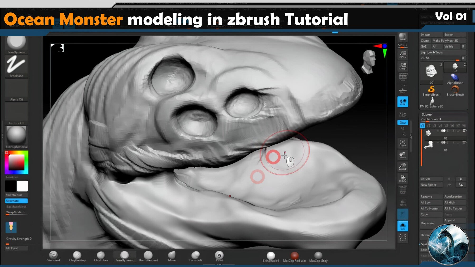 Ocean Monster modeling in zbrush Tutorial Vol 01