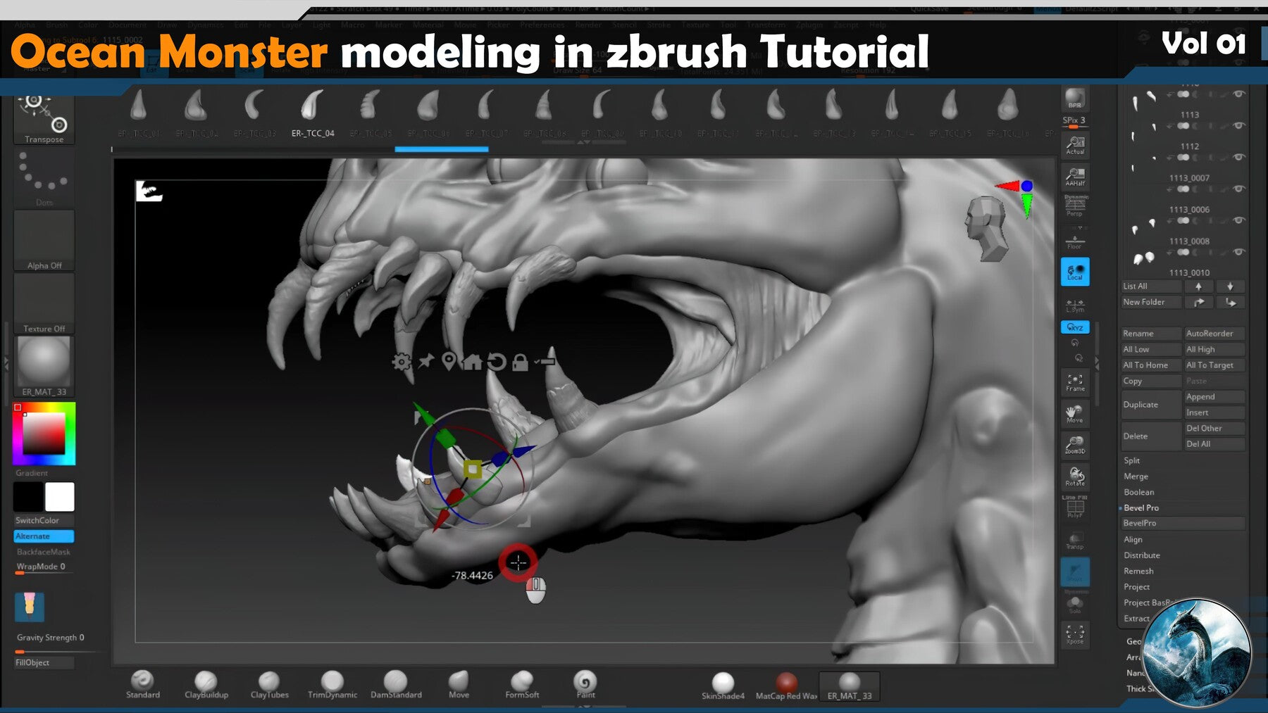 Ocean Monster modeling in zbrush Tutorial Vol 01