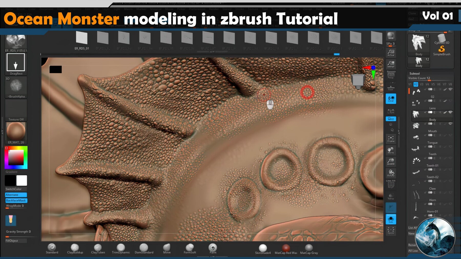 Ocean Monster modeling in zbrush Tutorial Vol 01