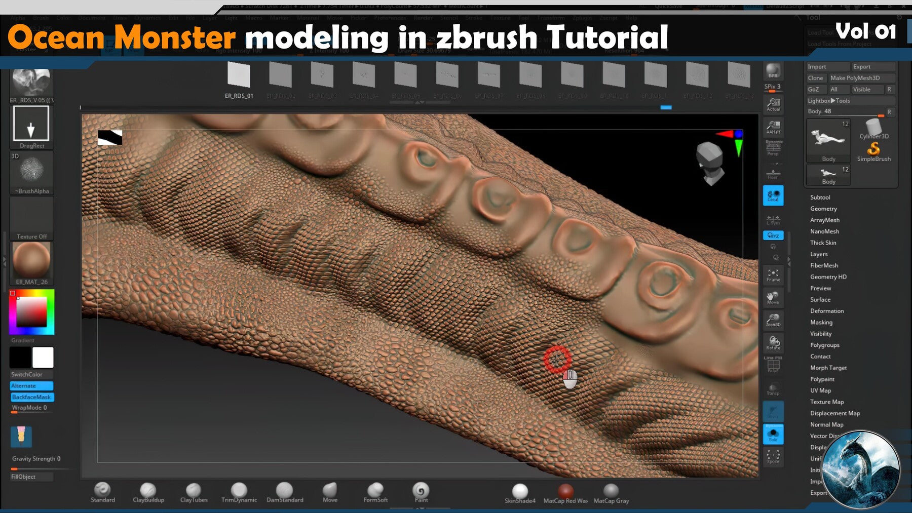 Ocean Monster modeling in zbrush Tutorial Vol 01