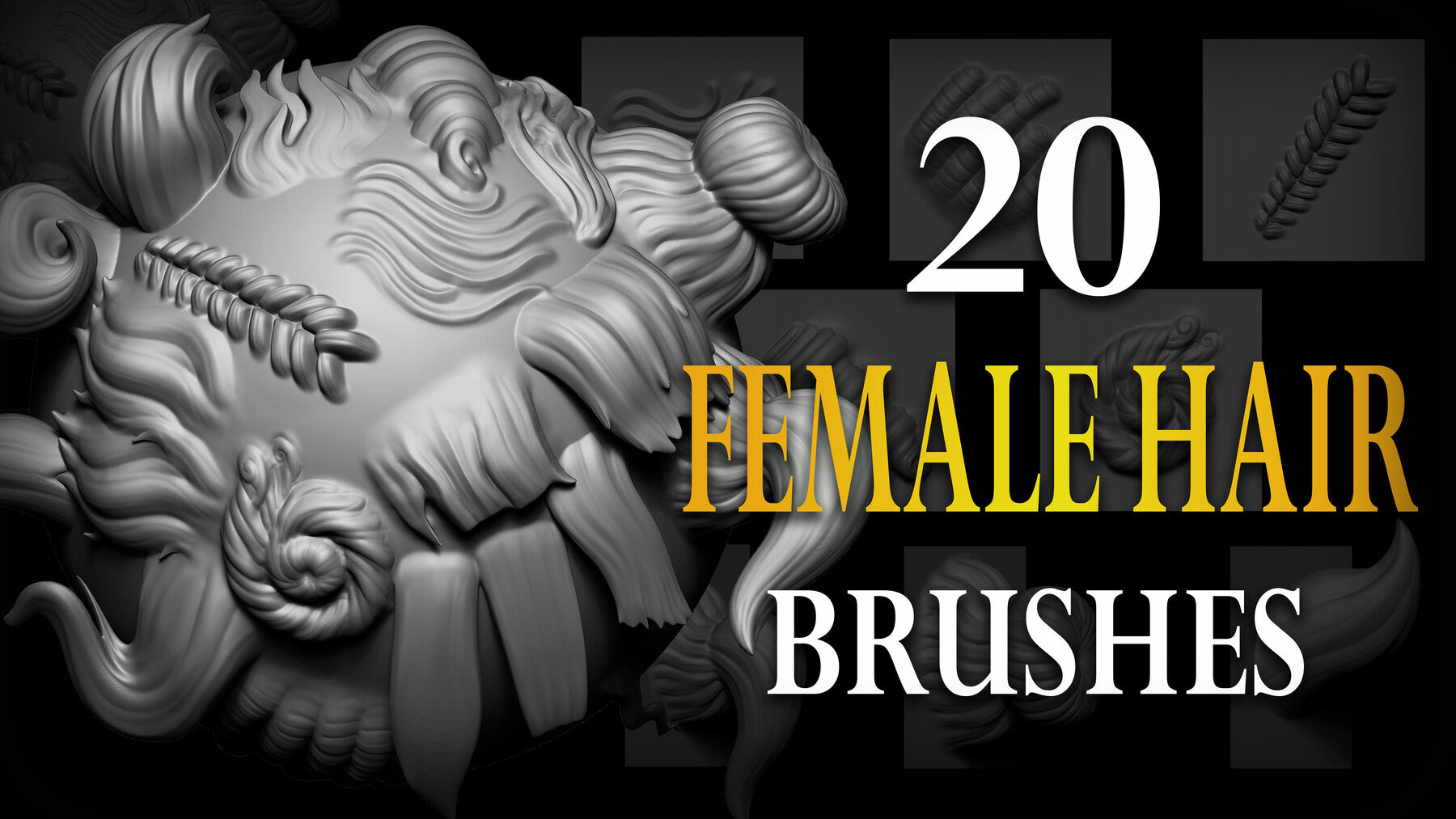 Zbrush + Blender - 20 Female Hair VDM Brush