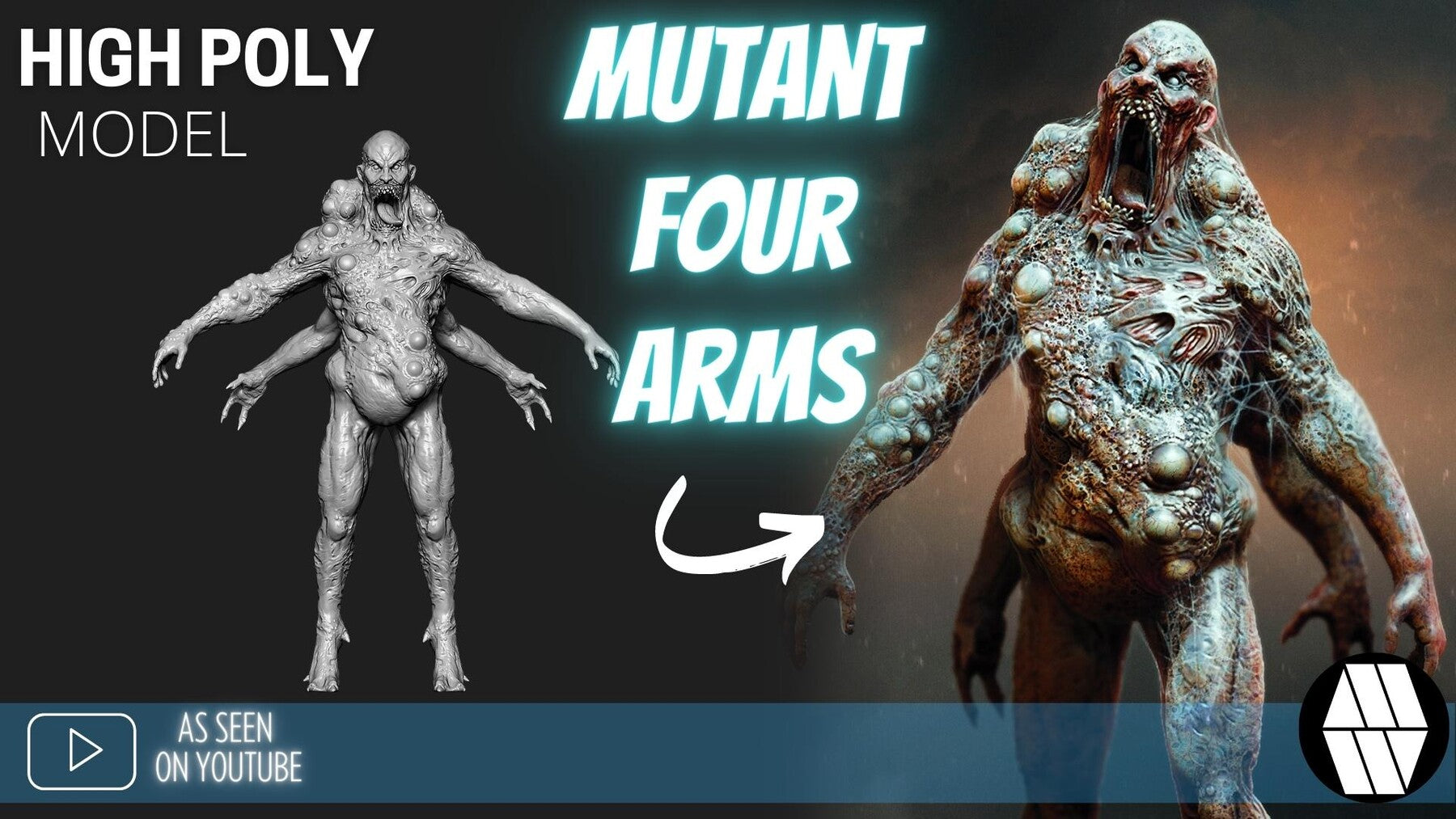 ZBrush Model: Mutant Four Arms High Poly ZTL & FBX