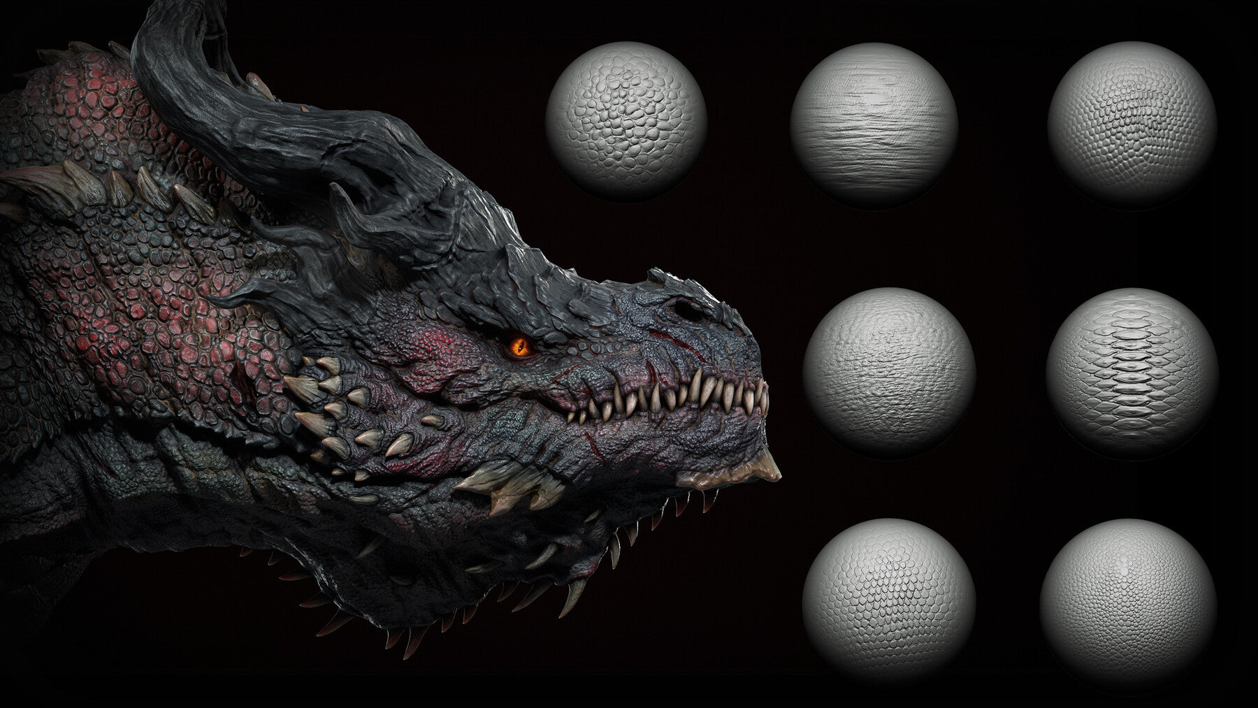 Zbrush + Blender - 40 Dragons and Reptiles Skins Brushes