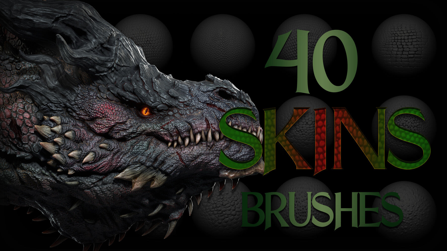 Zbrush + Blender - 40 Dragons and Reptiles Skins Brushes