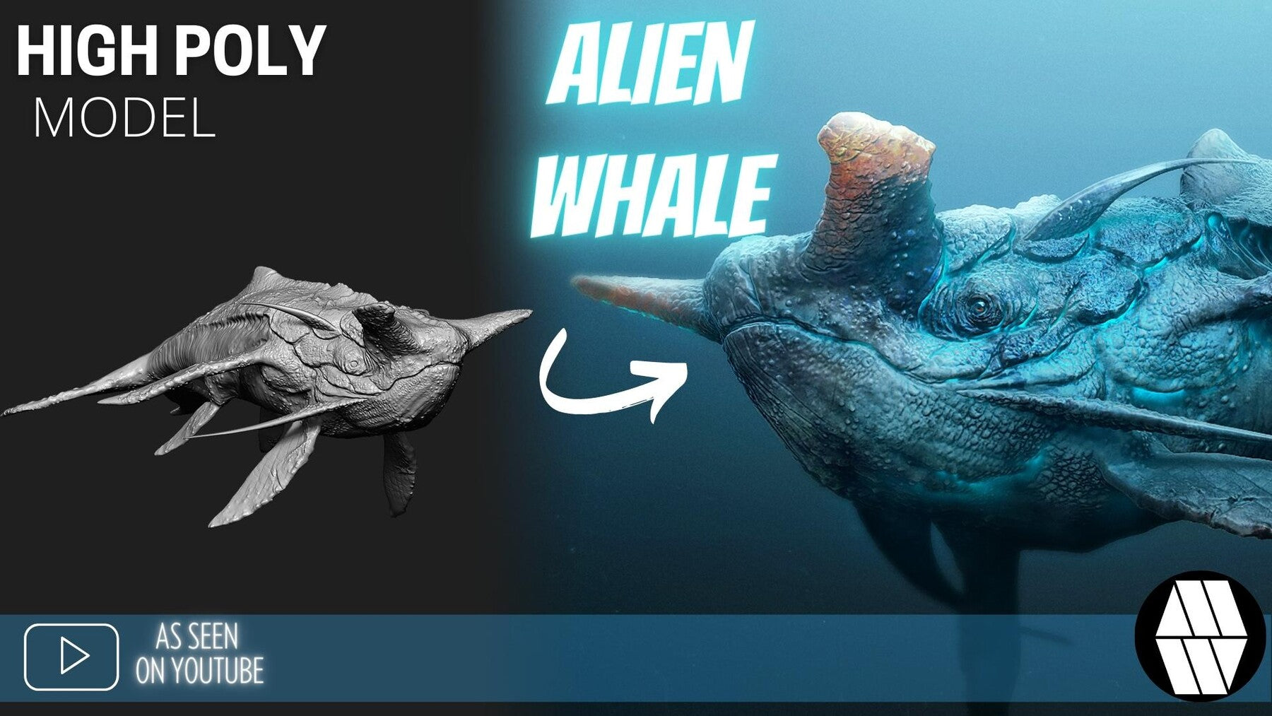 ZBrush Model: Alien Whale 02 High Poly ZTL & FBX