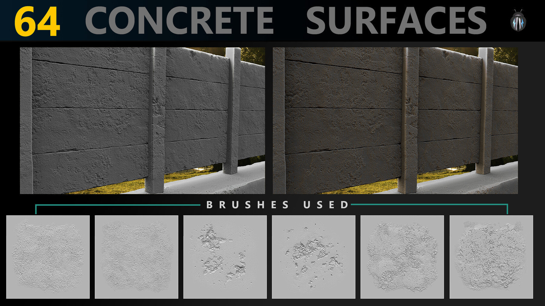 Concrete Surfaces 4K Brushes and Alpha Pack