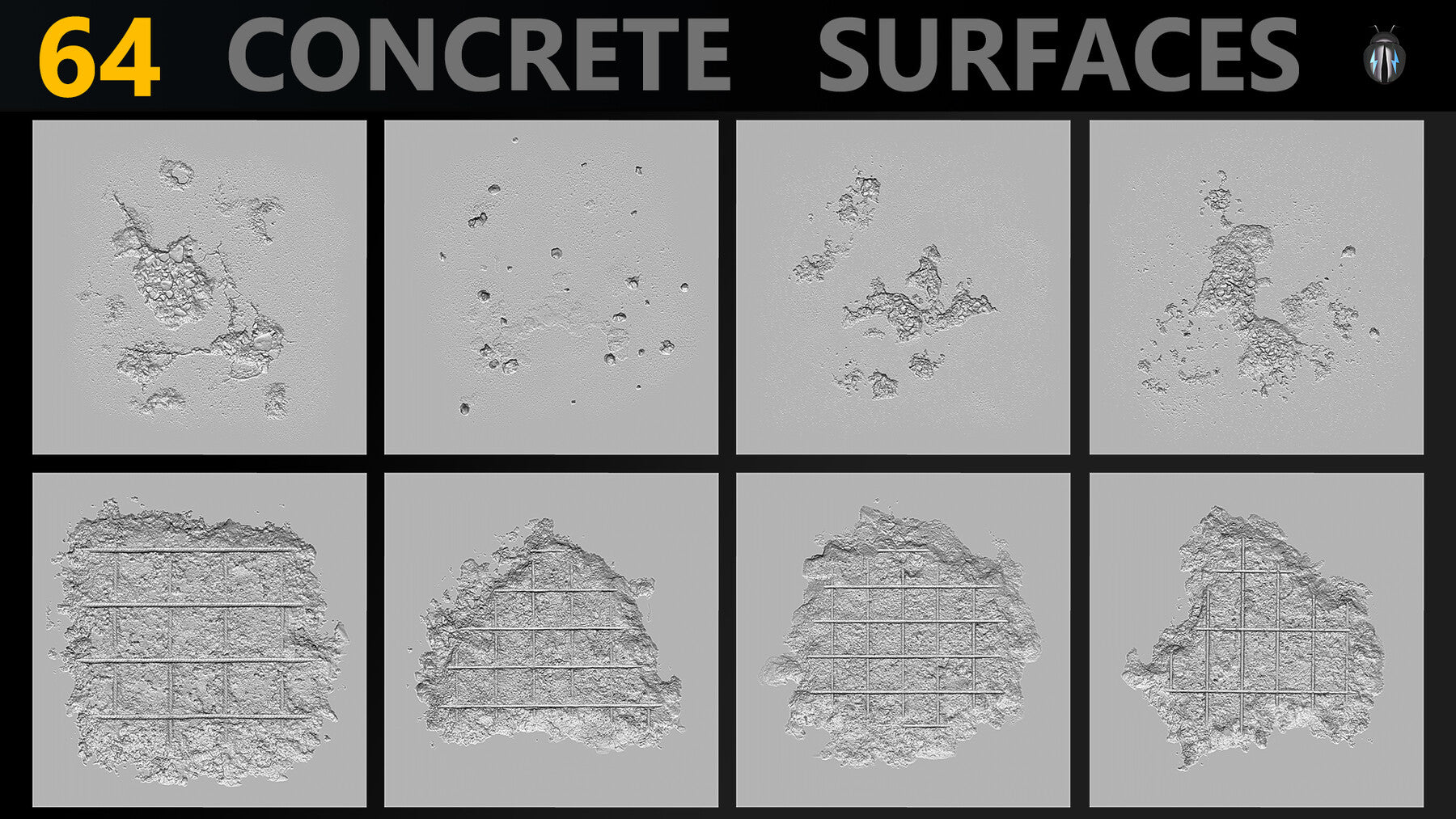 Concrete Surfaces 4K Brushes and Alpha Pack