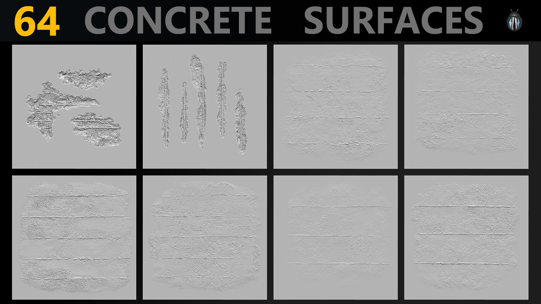 Concrete Surfaces 4K Brushes and Alpha Pack