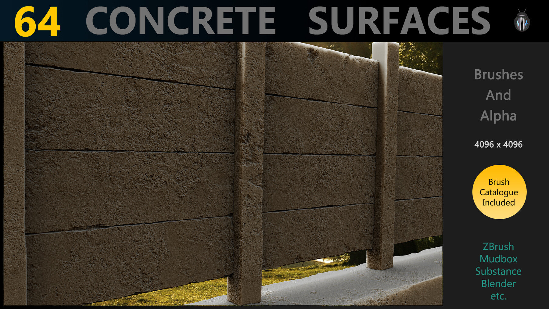 Concrete Surfaces 4K Brushes and Alpha Pack