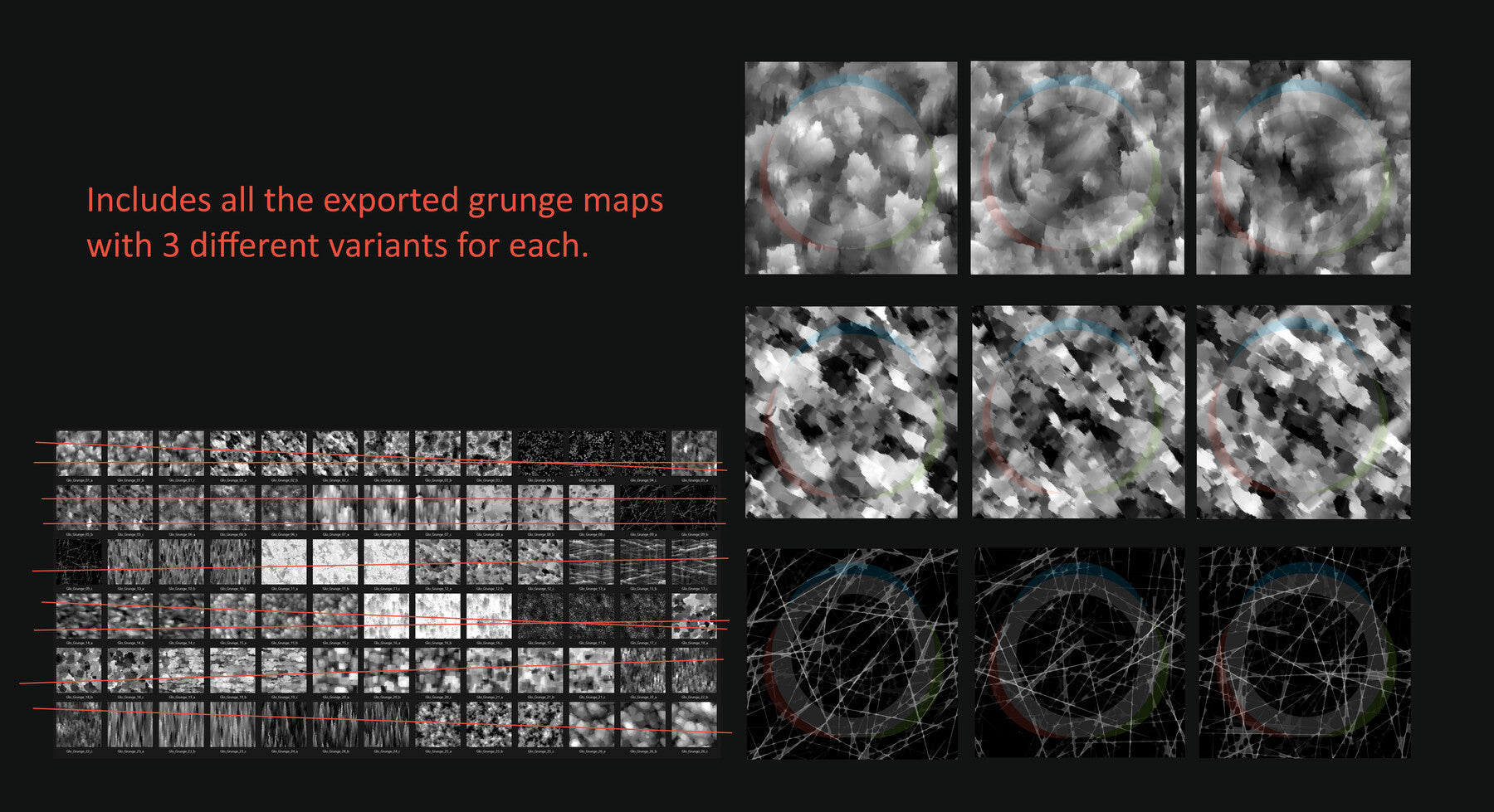 26 Stylized Grunge Materials (Substance Designer, Substance Painter, Including exported 2k images)