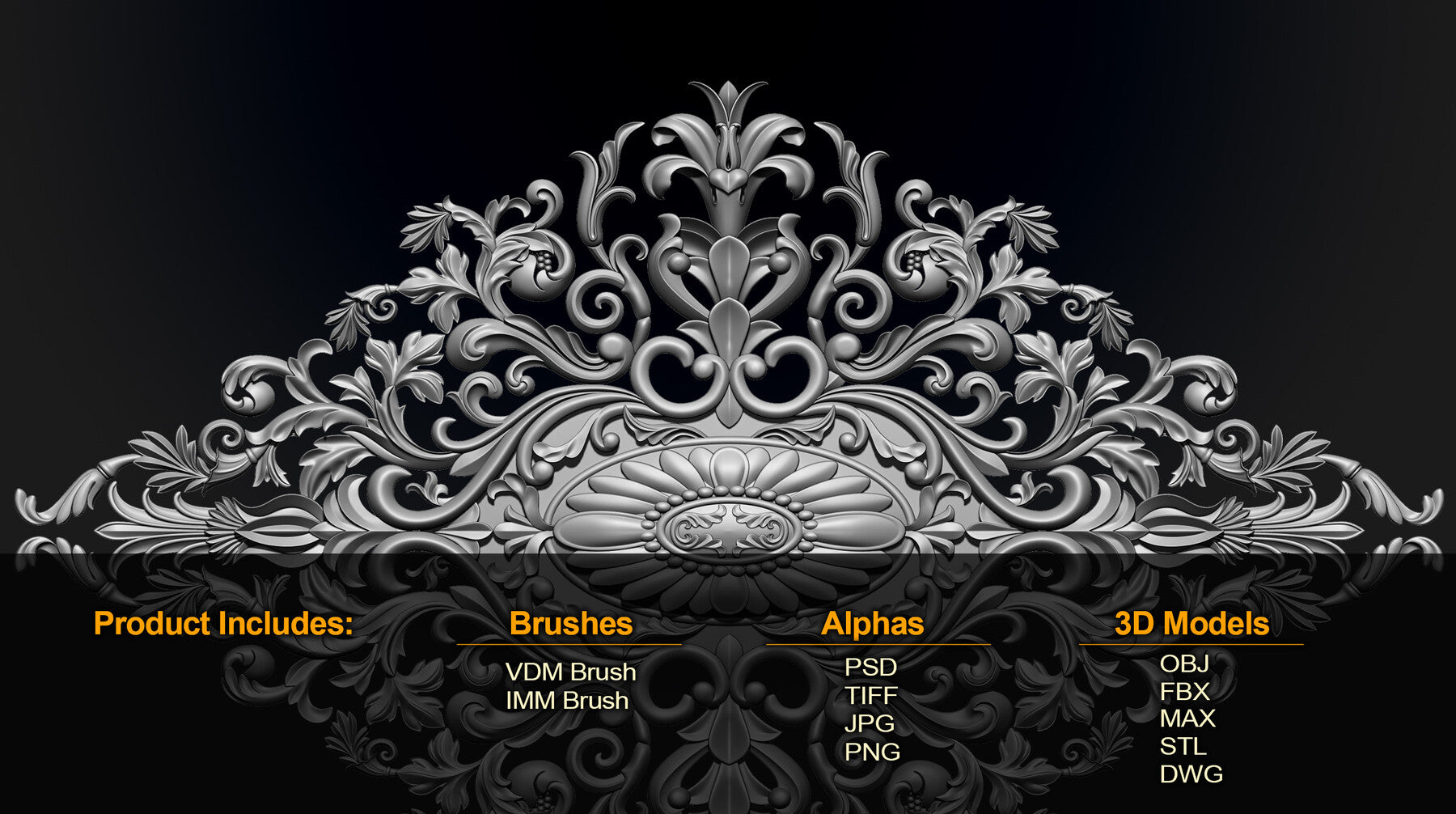 180 Ornament Brushes, 4K Alphas and 3D Models, Vol.04