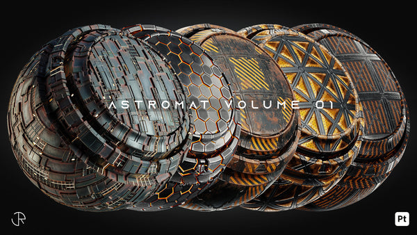 AstroMat Vol 01 | Sci-Fi Smart Materials + Sci-Fi pattern + PBR Textures