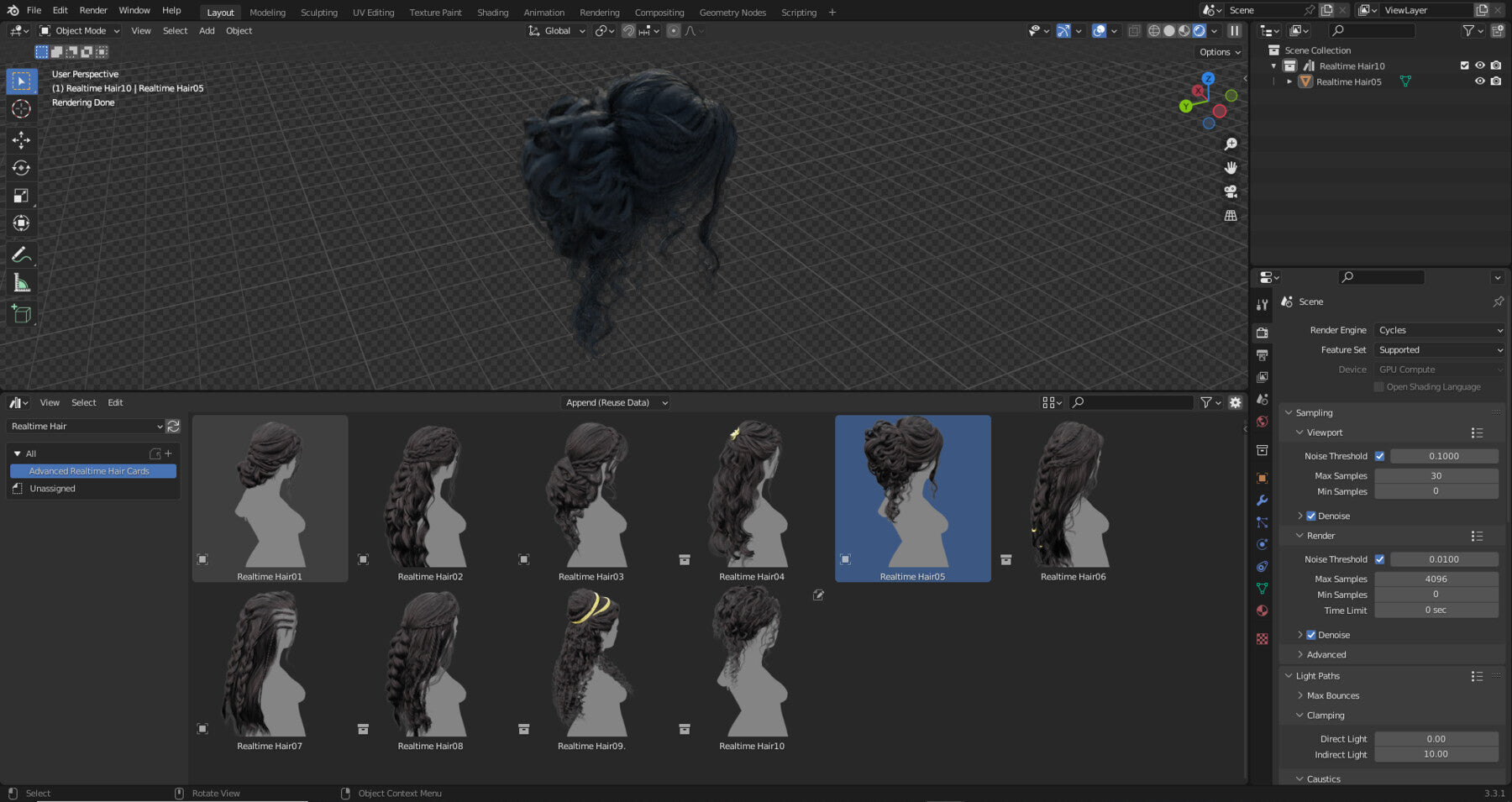 42 Hair Cards Model For Blender ( Asset Browser ) Male And Female