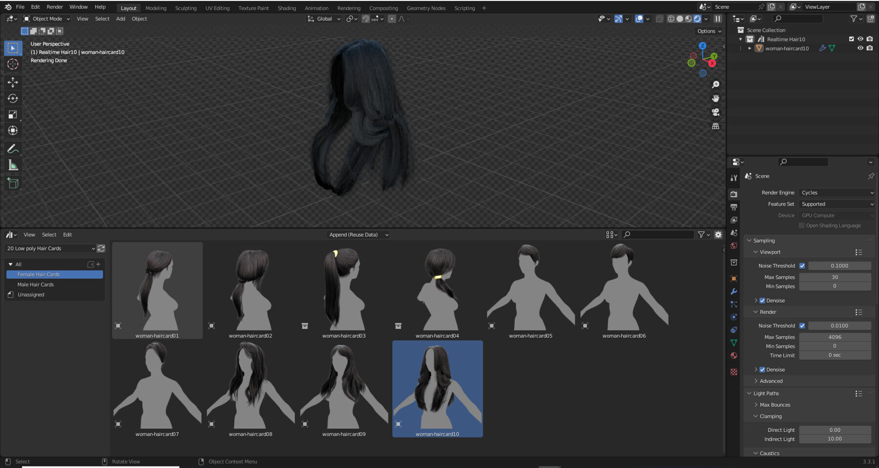 42 Hair Cards Model For Blender ( Asset Browser ) Male And Female