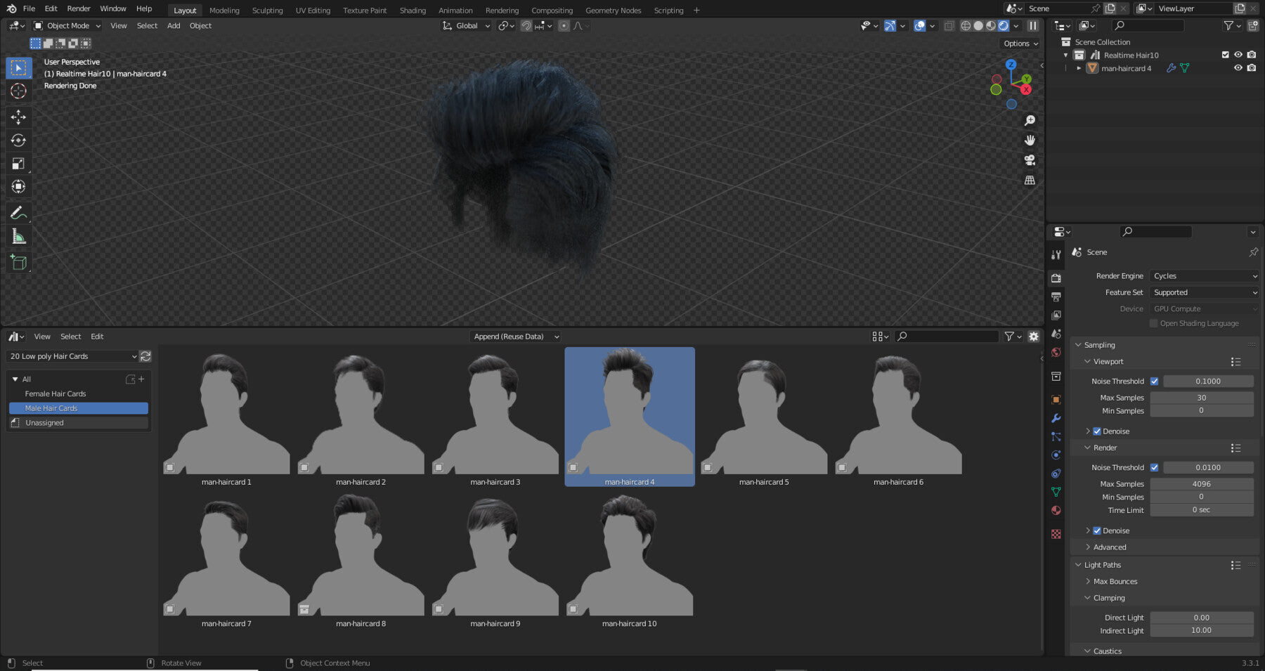 42 Hair Cards Model For Blender ( Asset Browser ) Male And Female