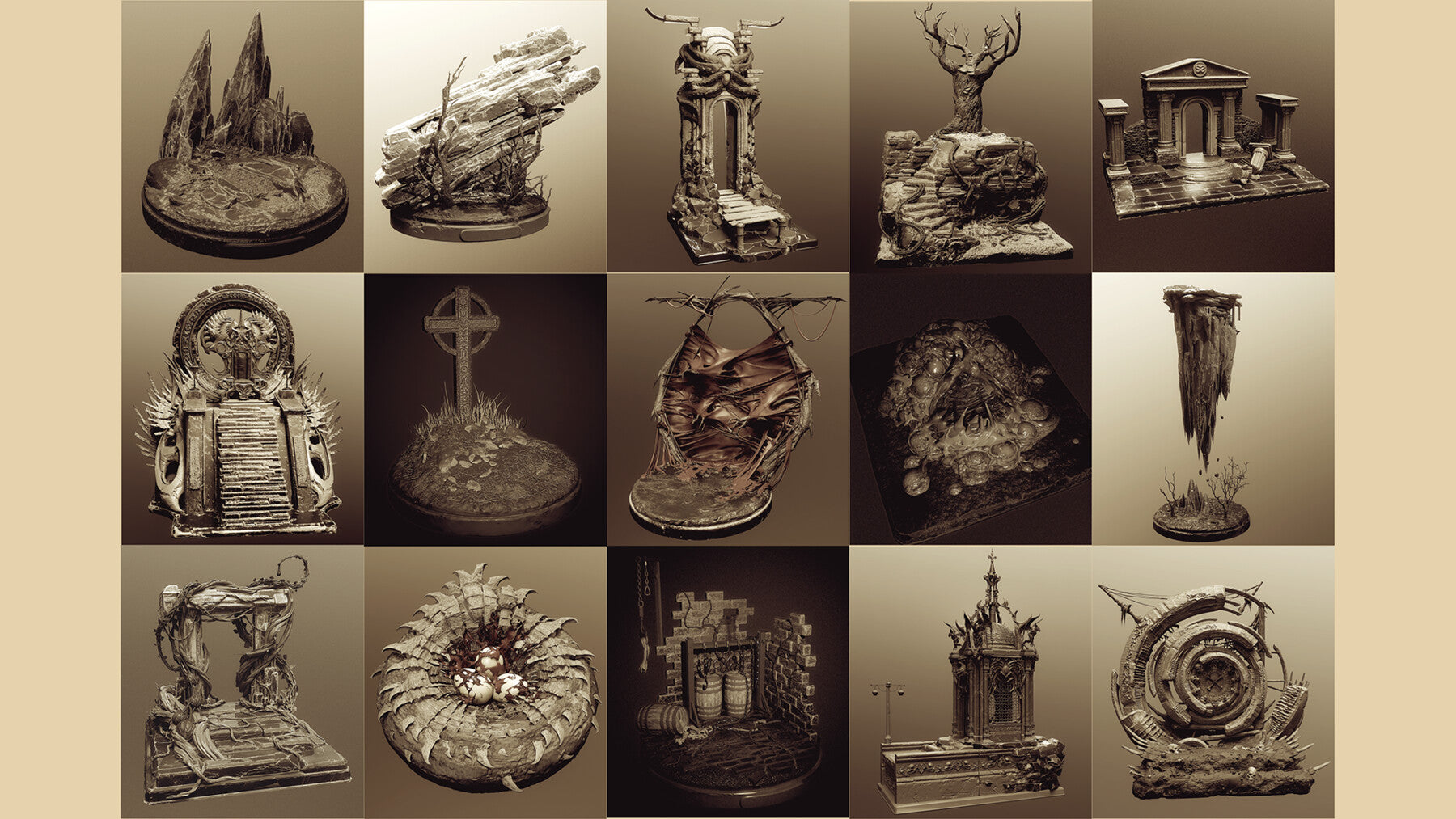 Dioramas - 15 modular figurine bases environment kits