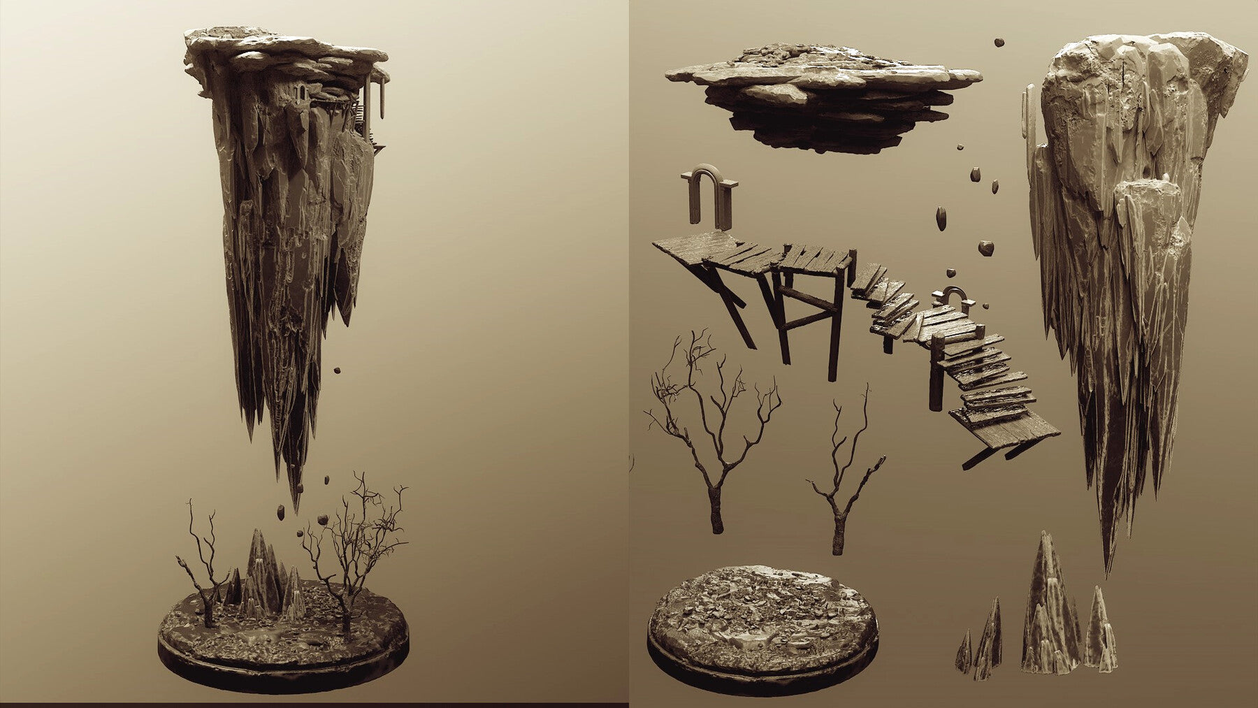 Dioramas - 15 modular figurine bases environment kits