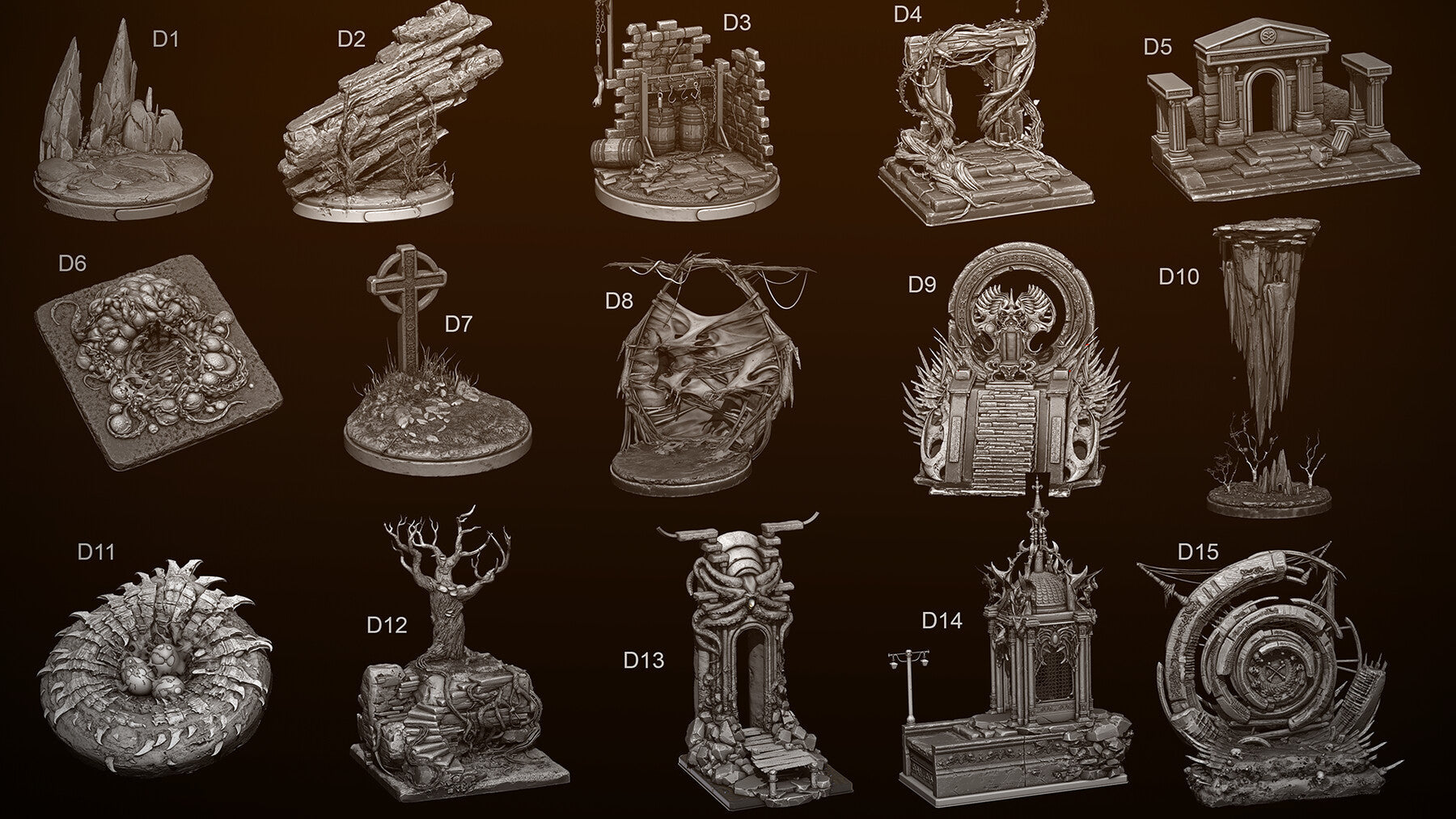 Dioramas - 15 modular figurine bases environment kits