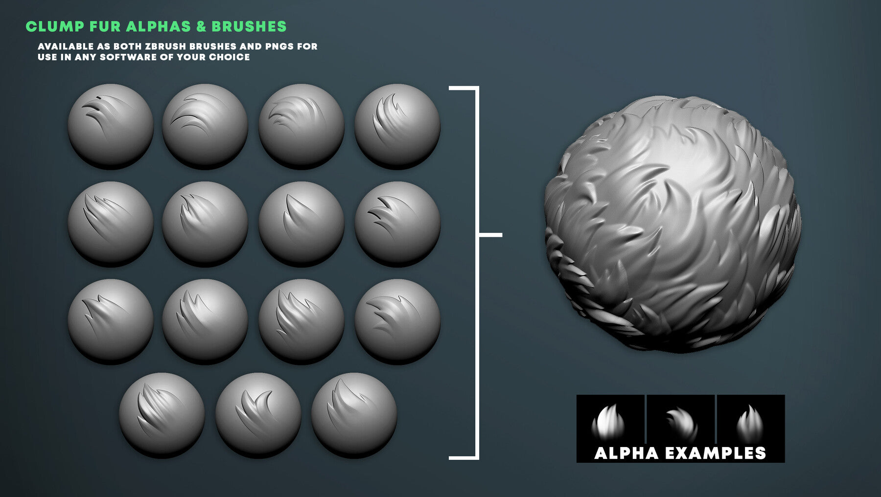 30 Stylized Fur Alphas & Brushes