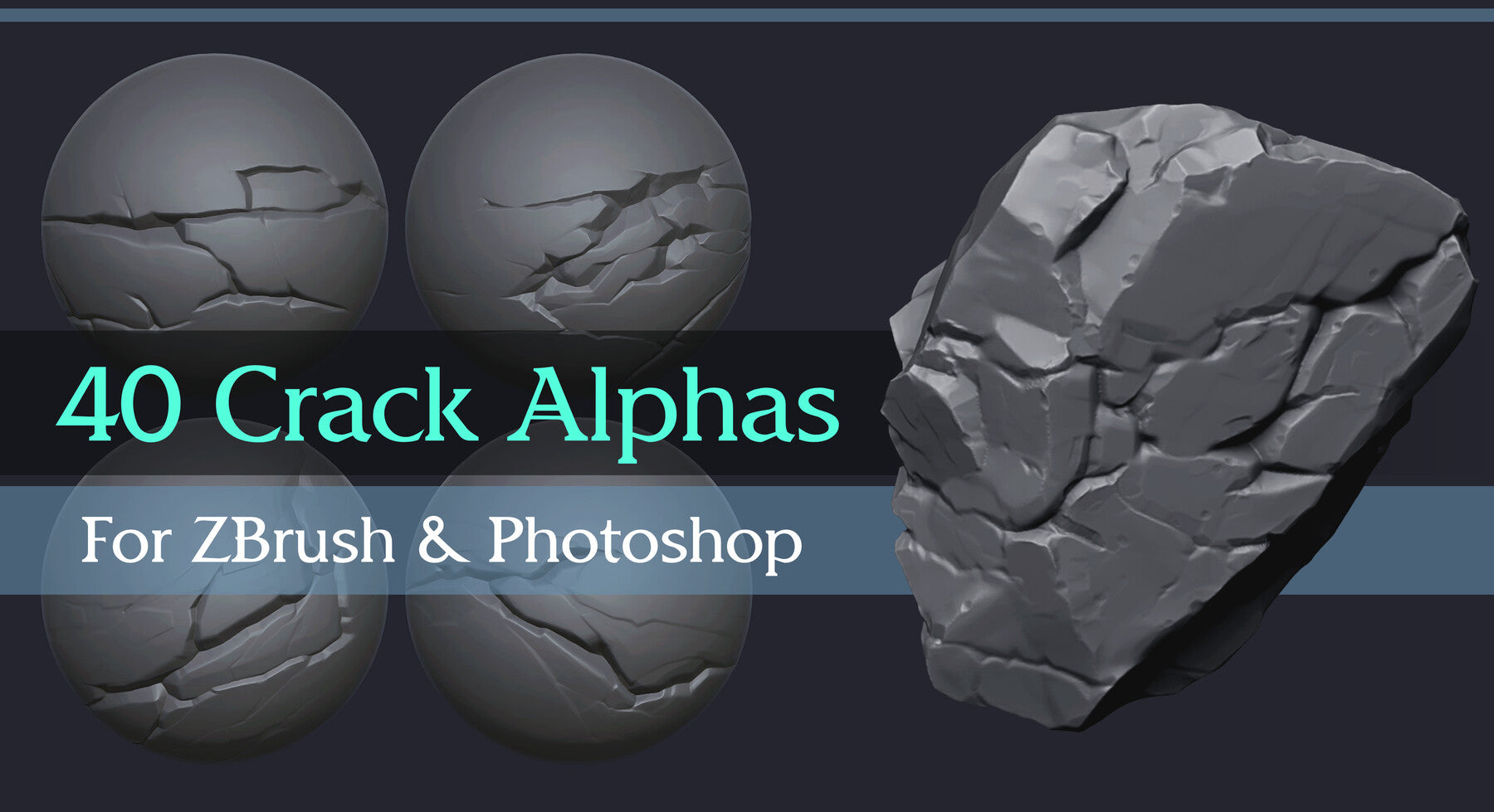 40 Stylized Crack Alphas (Zbrush, Photoshop) [CRACKS Vol. 2]