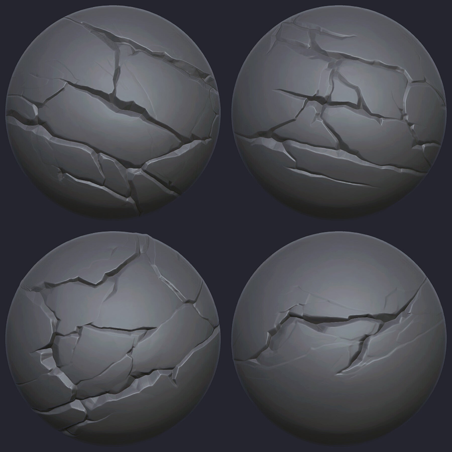 40 Stylized Crack Alphas (Zbrush, Photoshop) [CRACKS Vol. 2]