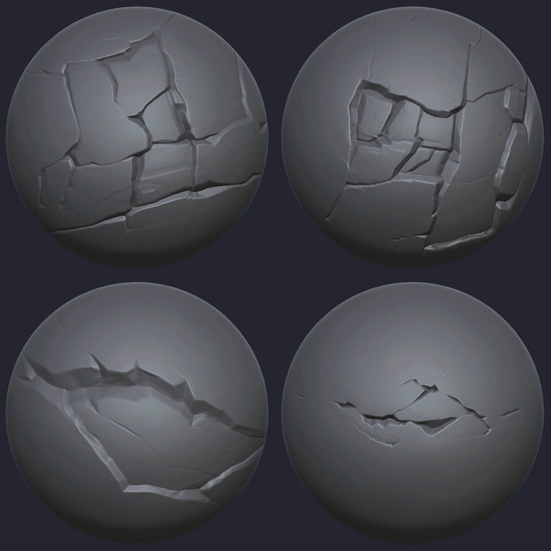 40 Stylized Crack Alphas (Zbrush, Photoshop) [CRACKS Vol. 2]