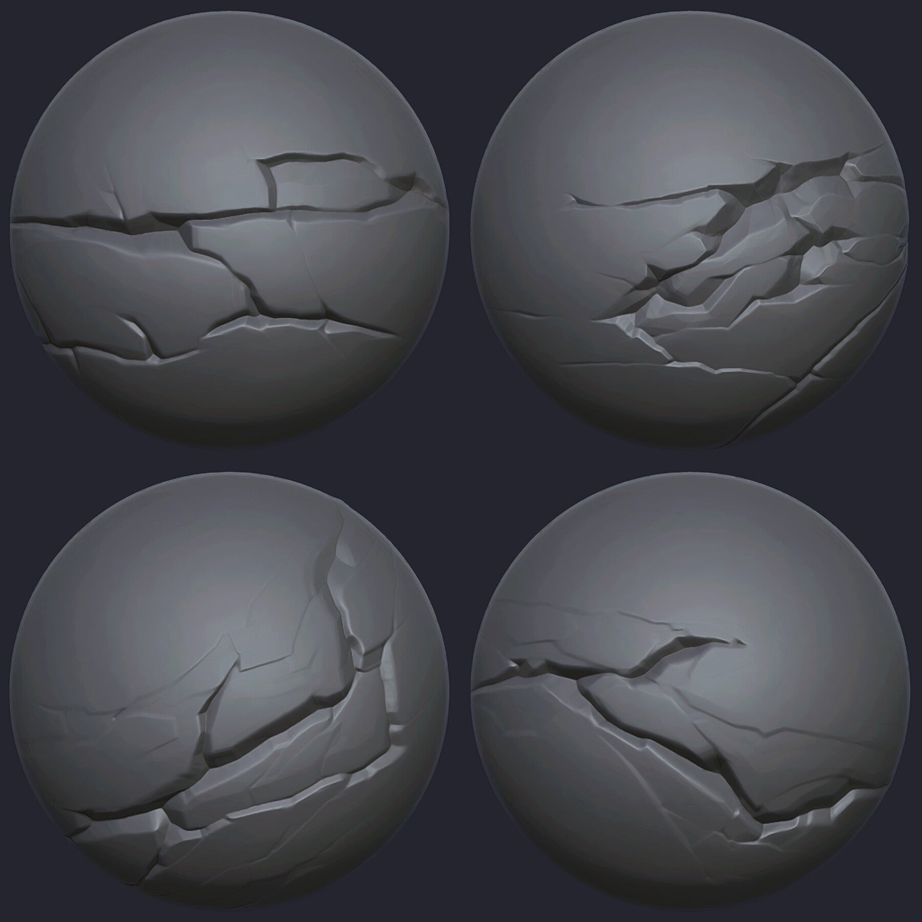 40 Stylized Crack Alphas (Zbrush, Photoshop) [CRACKS Vol. 2]