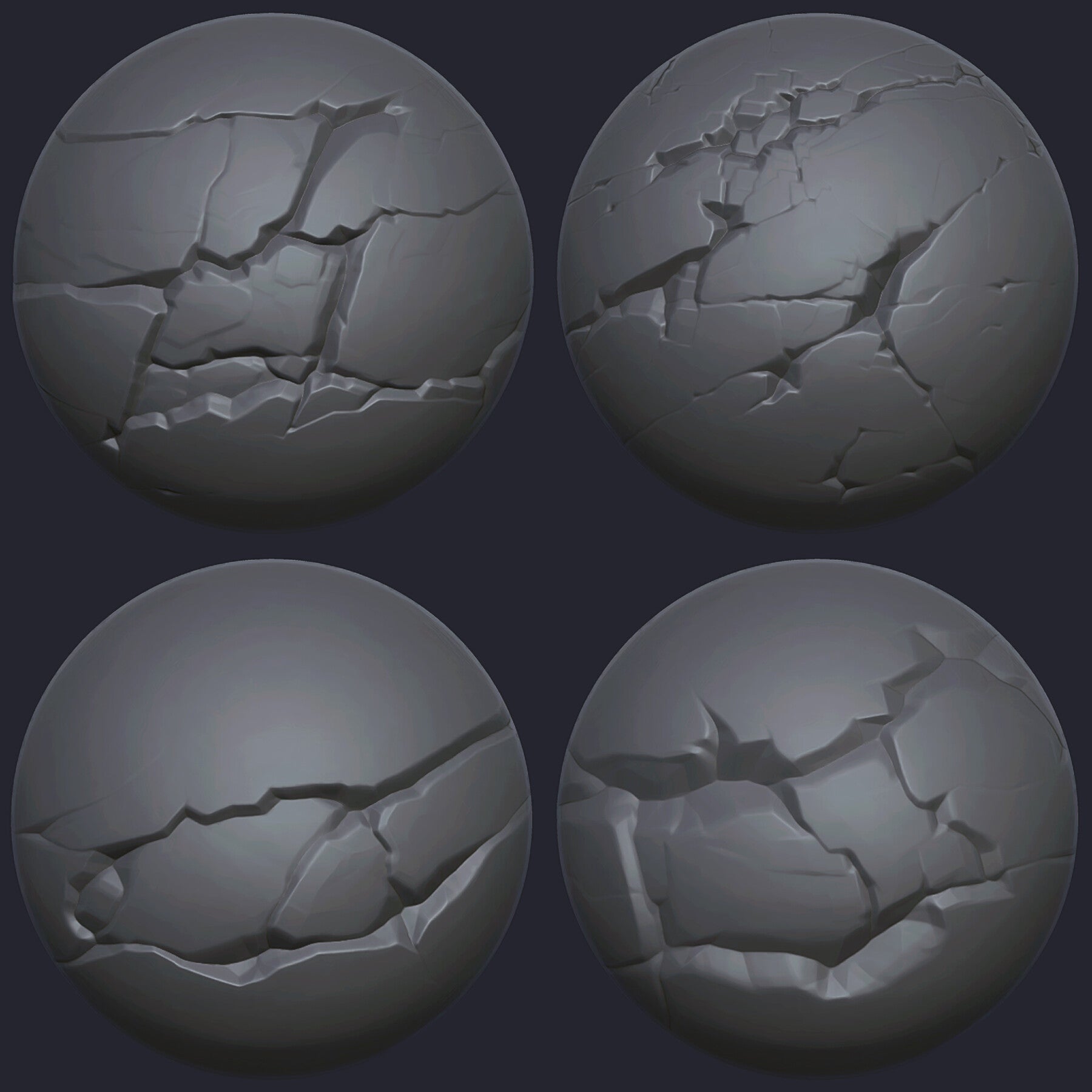 40 Stylized Crack Alphas (Zbrush, Photoshop) [CRACKS Vol. 2]