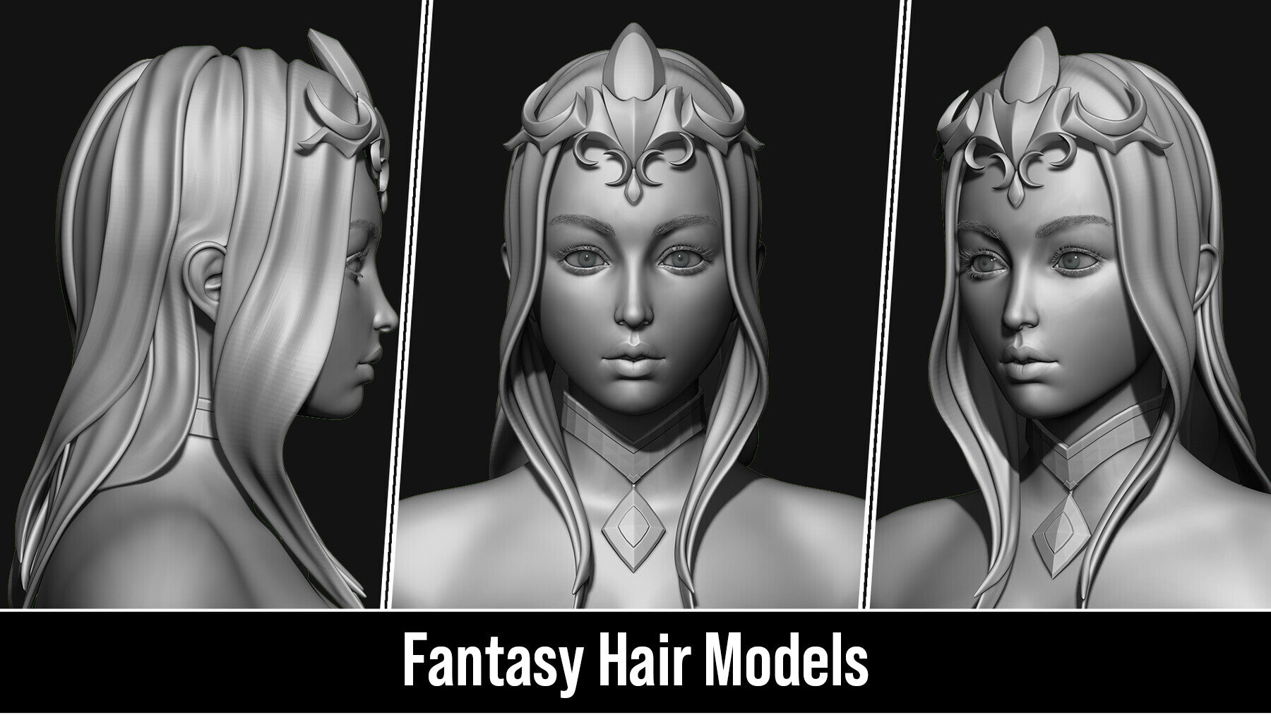 Stylized 3d Hair Models - Quad Topology + UV's