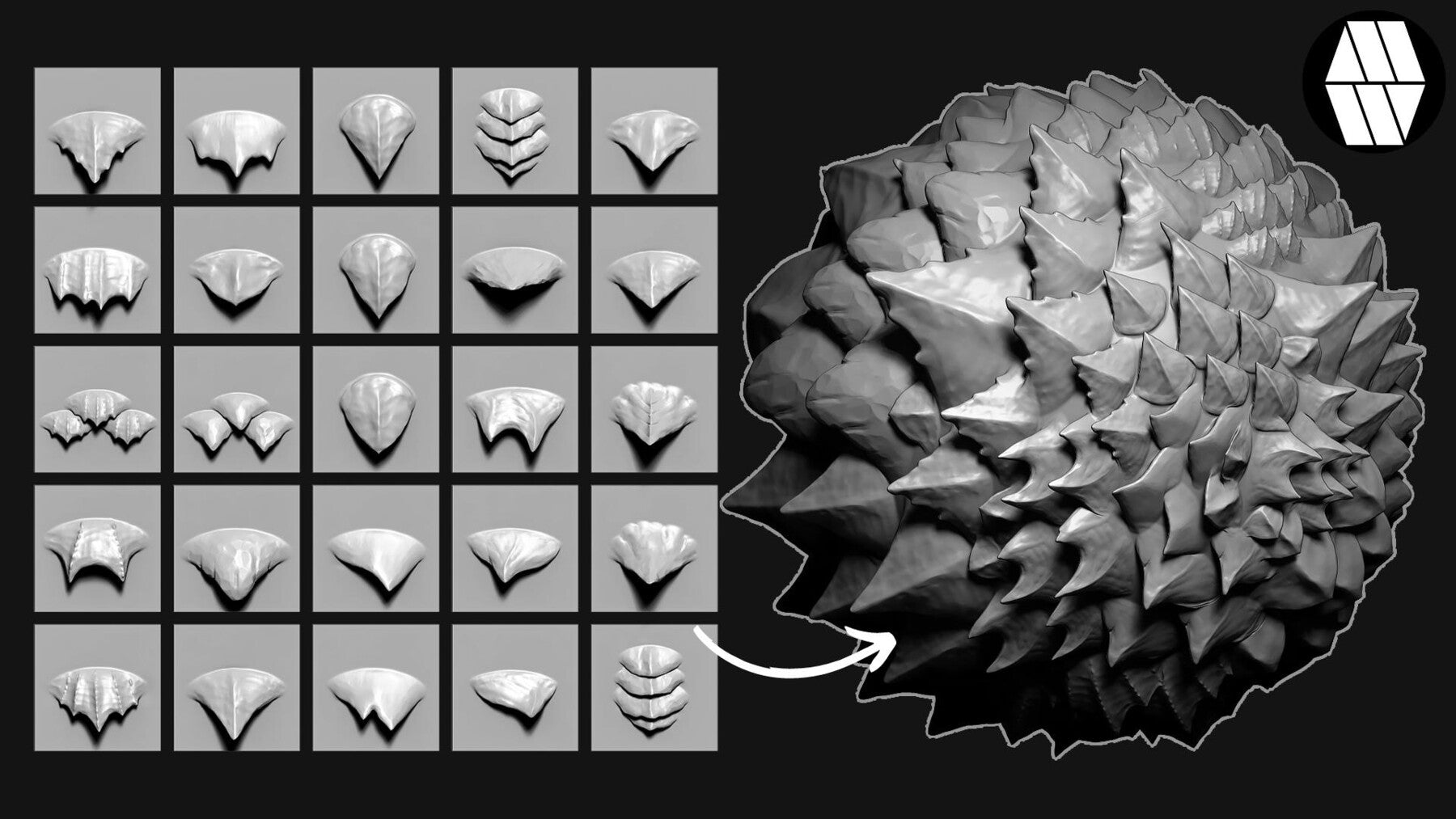 50 DRAGON SCALE VDM BRUSHES - Custom made Brushes to use in ZBrush