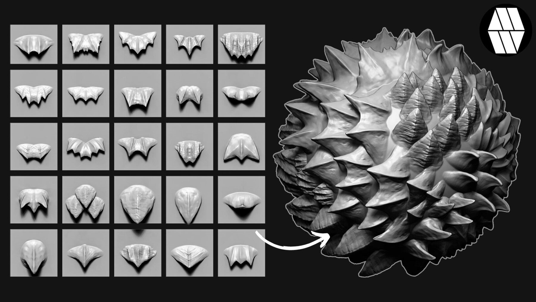 50 DRAGON SCALE VDM BRUSHES - Custom made Brushes to use in ZBrush