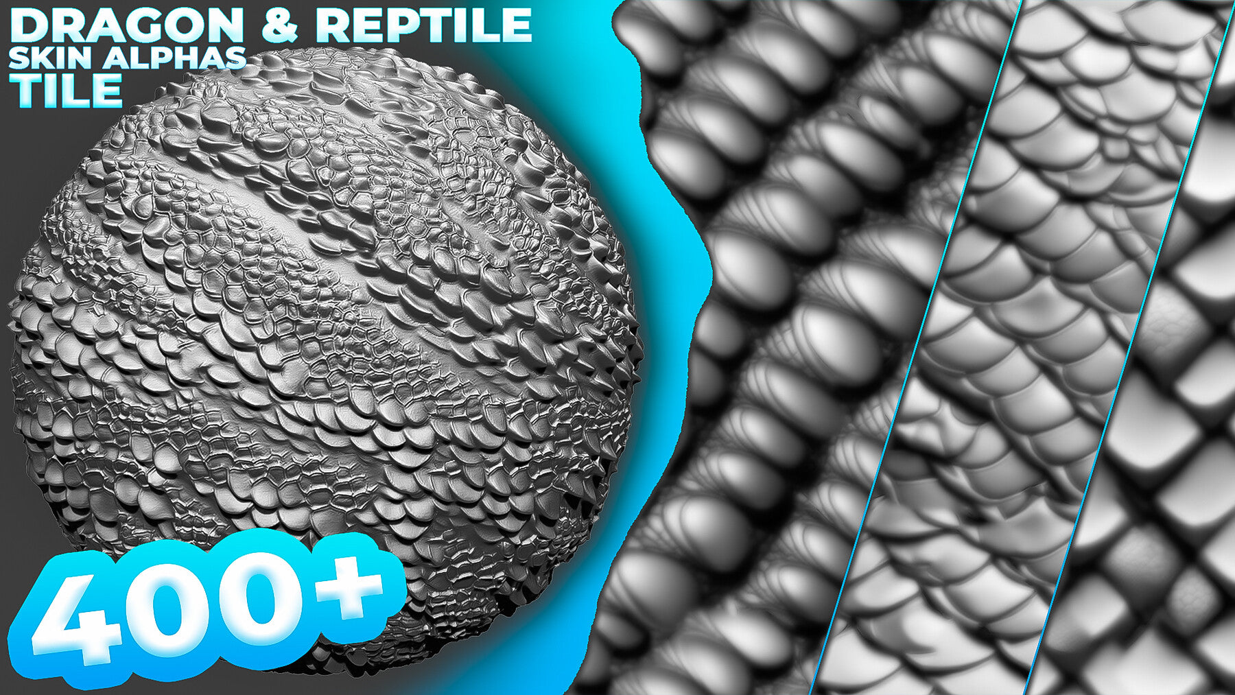 Tileable Snake Alpha 400+ Tileable Reptile, Dragon, Snake Skin Alphas for ZBrush (Displacem ...