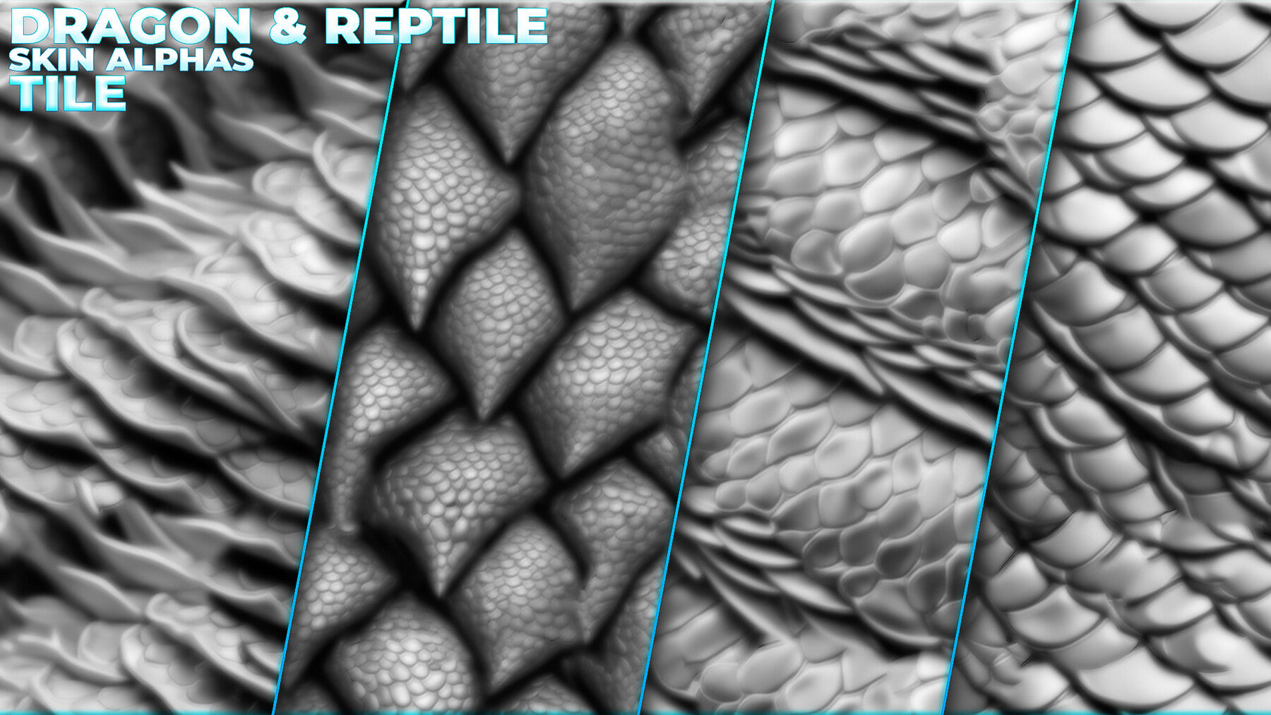 400+ Tileable Reptile, Dragon, Snake Skin Alphas for ZBrush (Displacement map) vol.6