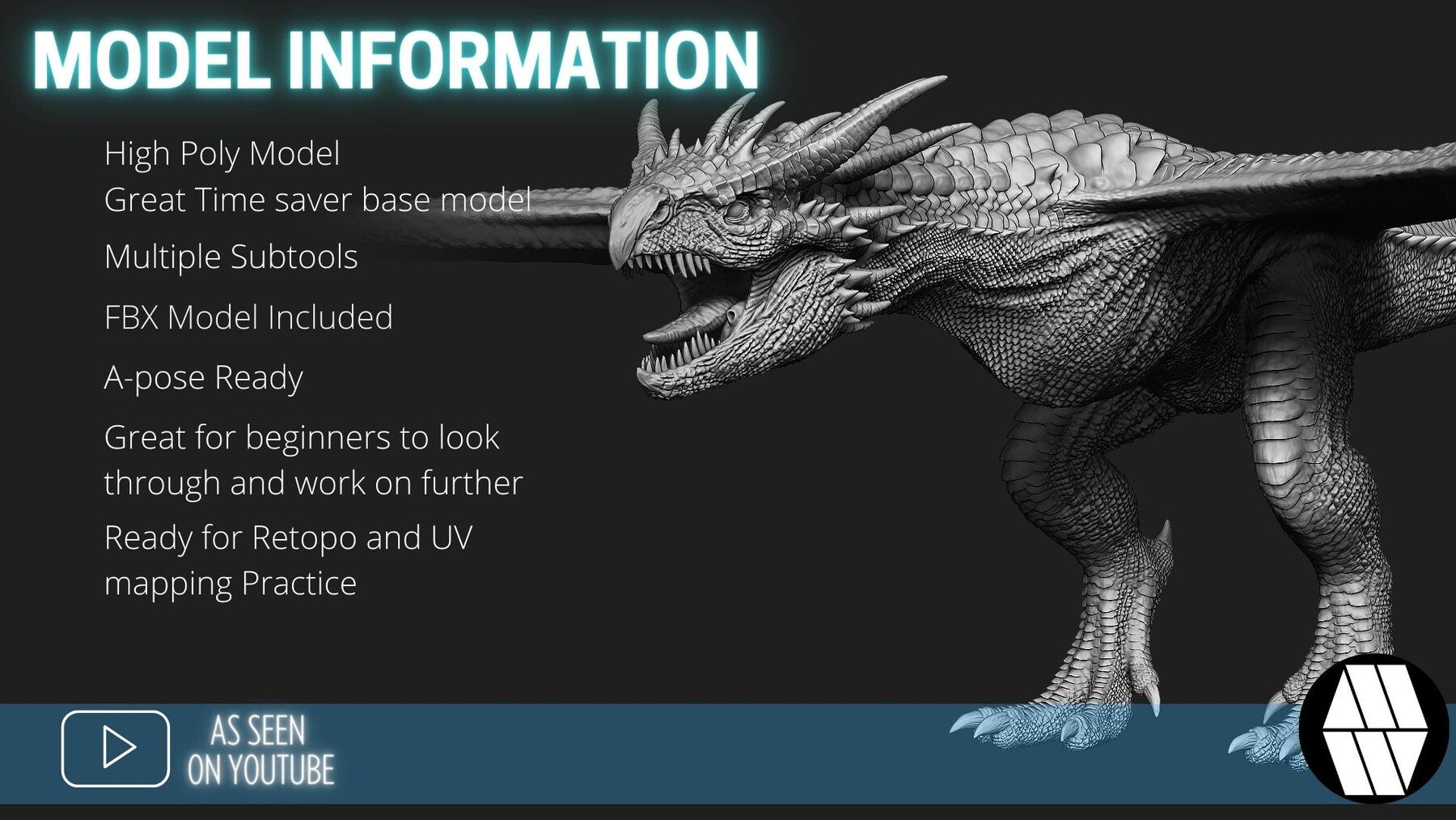 ZBrush Model: Dragon HornTail High Poly ZTL & FBX