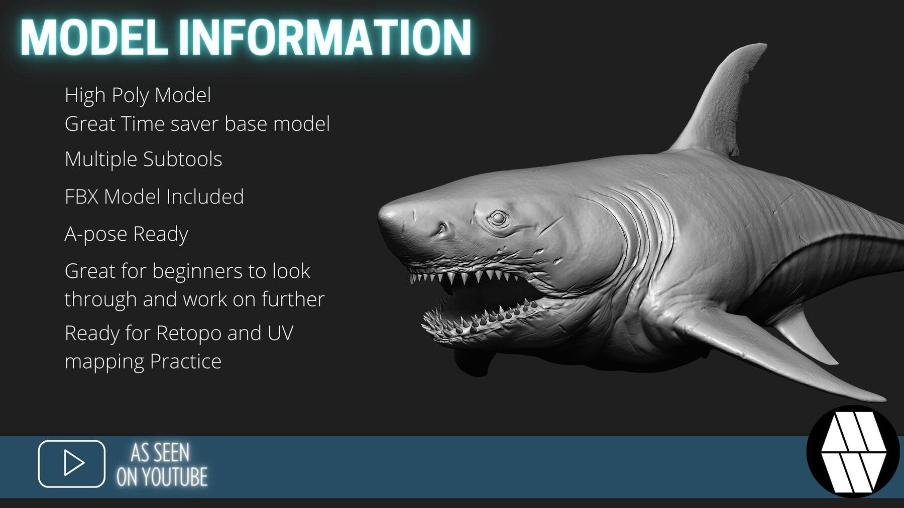 ZBrush Model: Shark High Poly ZTL & FBX