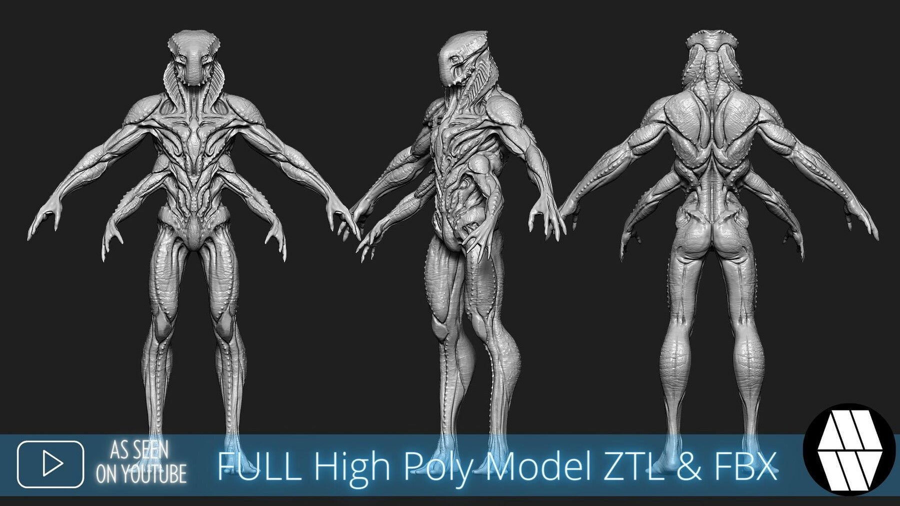 ZBrush Model: Alien Brute High Poly ZTL & FBX