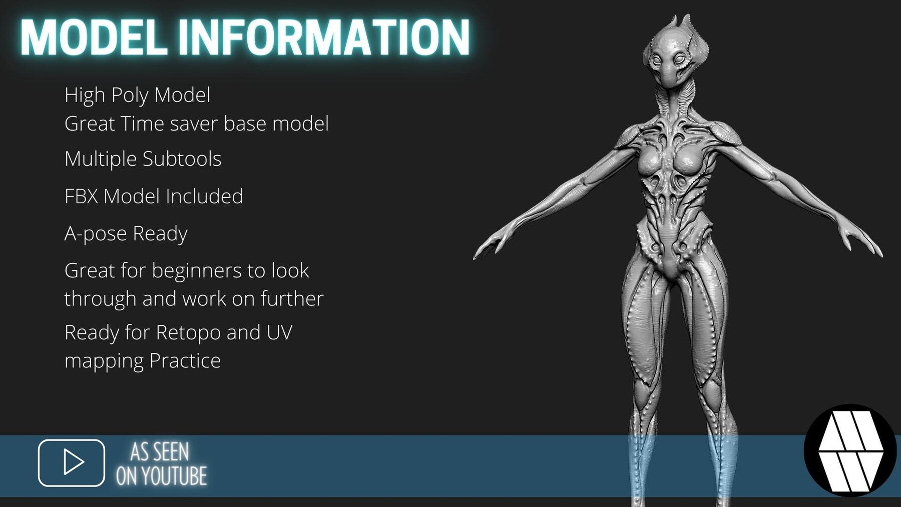 ZBrush Model: Alien Female High Poly ZTL & FBX