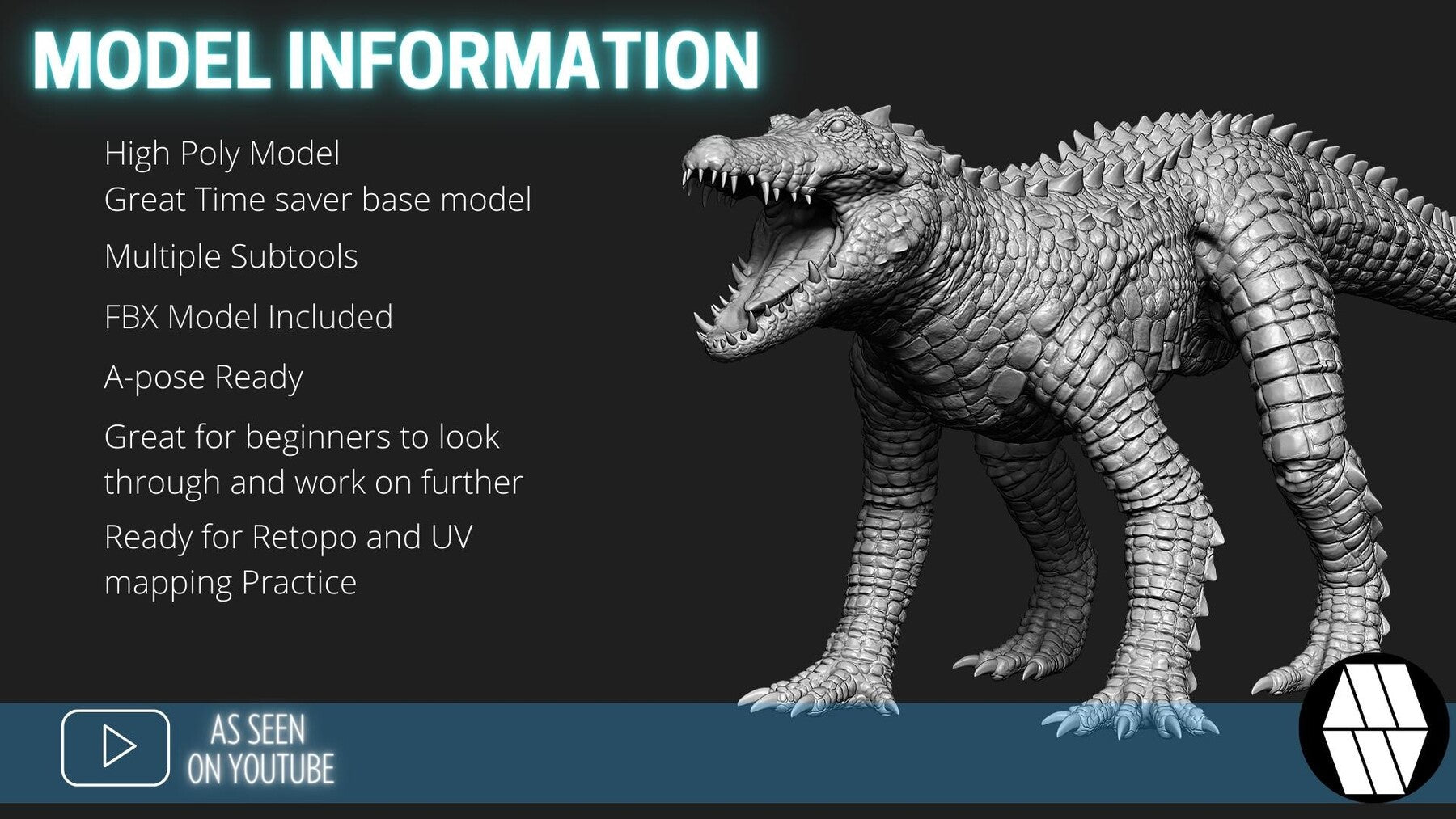 ZBrush Model: Kaprosuchus High Poly ZTL & FBX