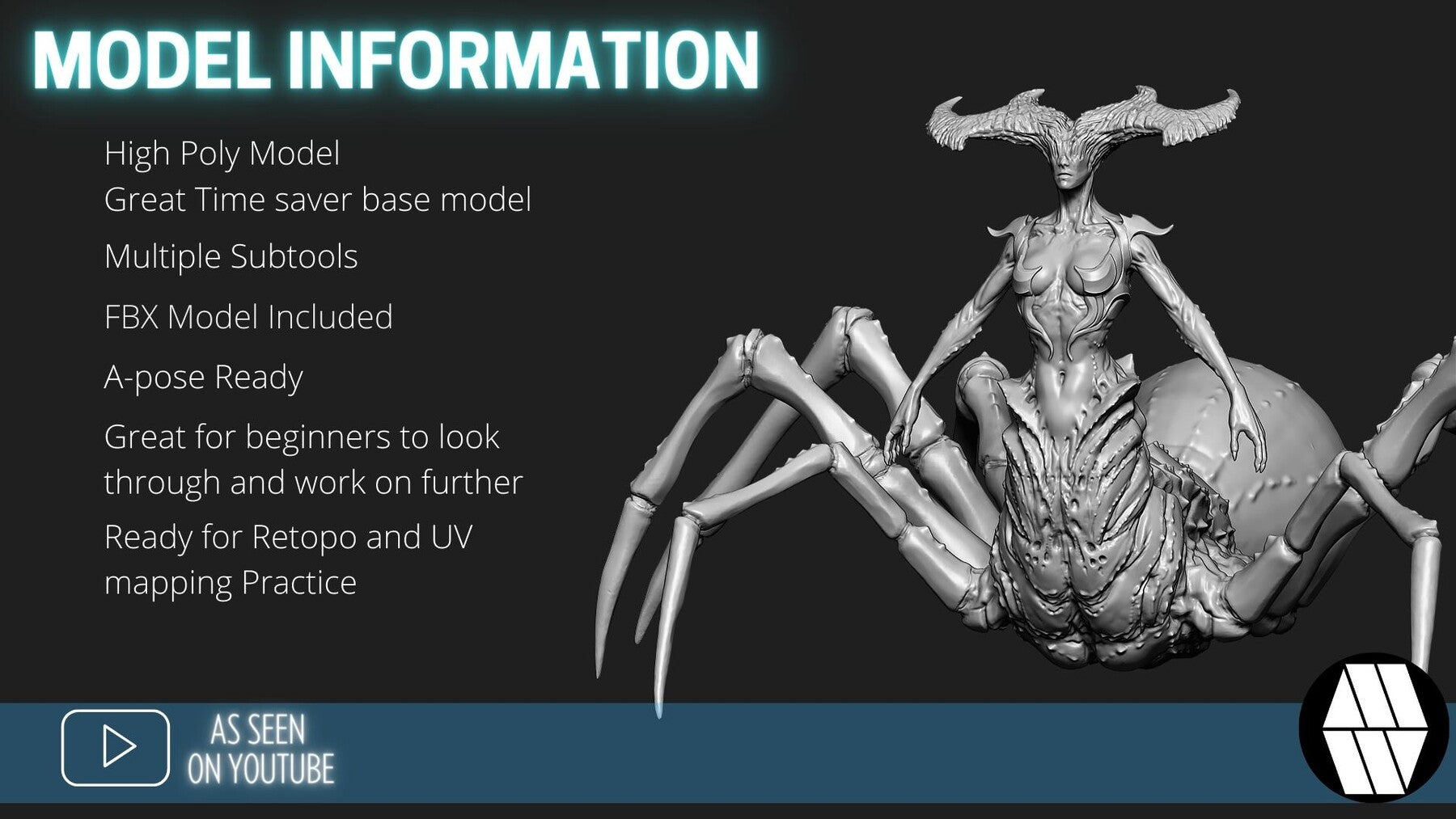 ZBrush Model: Spider Queen High Poly ZTL & FBX