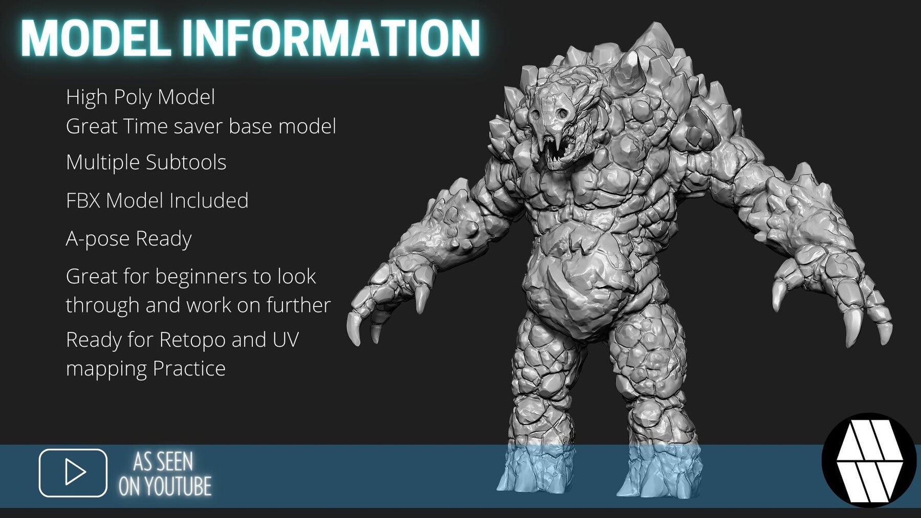 ZBrush Model: Rock Golem High Poly ZTL & FBX