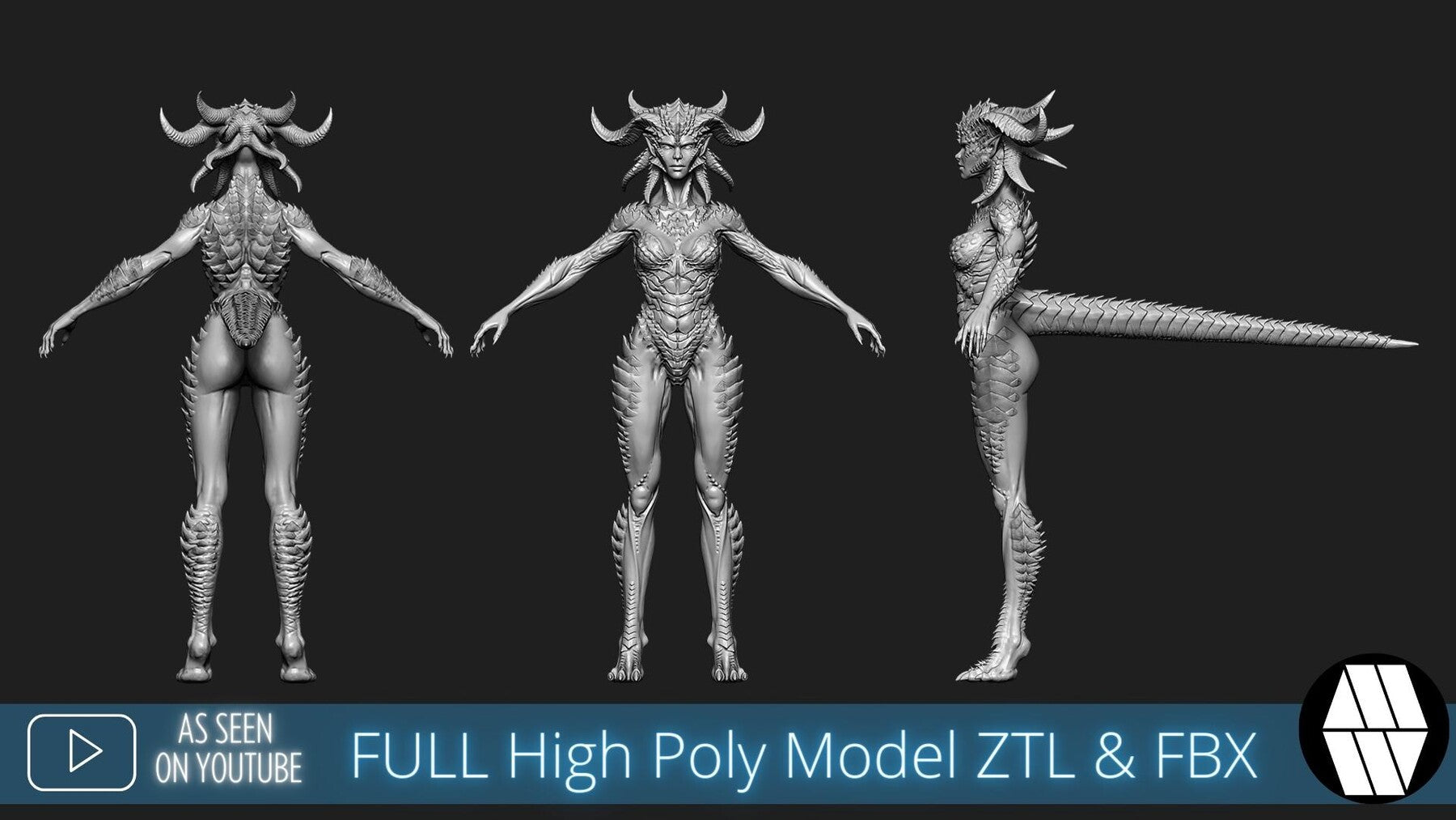 ZBrush Model: Dragon Princess High Poly ZTL & FBX