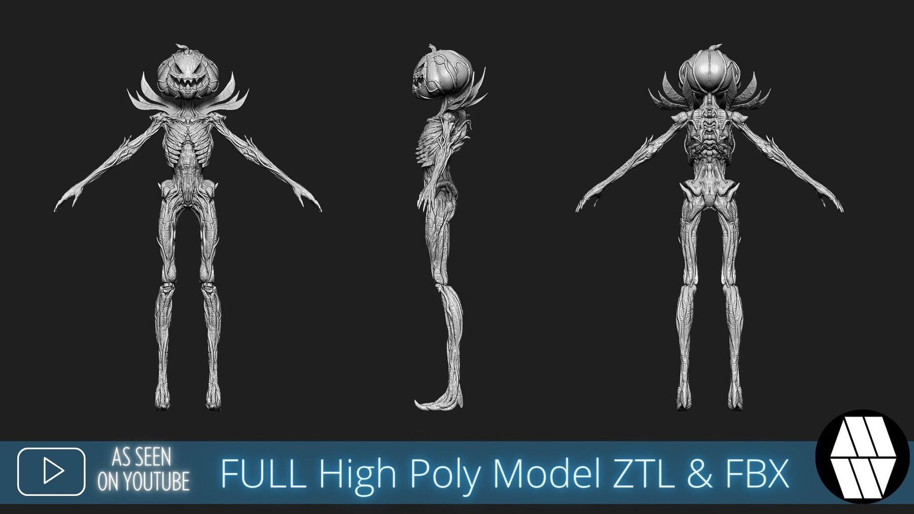 ZBrush Model: Jack-O-Lantern High Poly ZTL & FBX