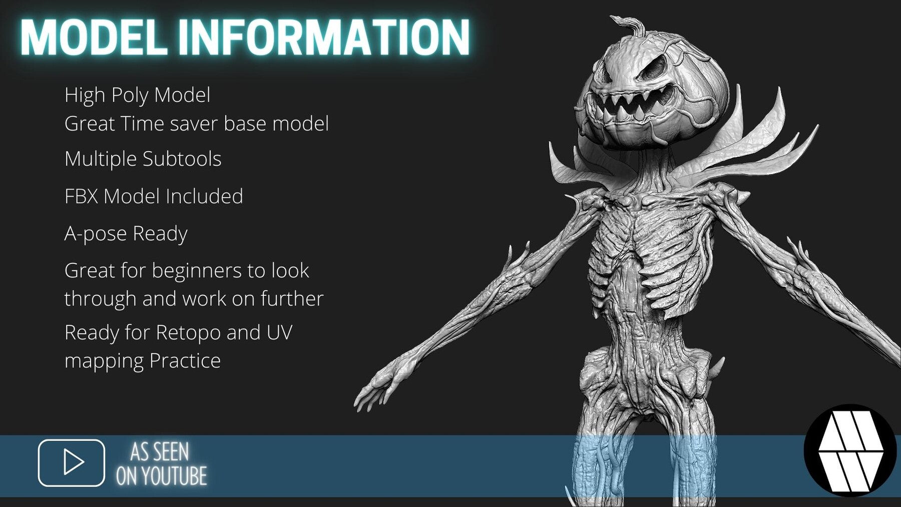 ZBrush Model: Jack-O-Lantern High Poly ZTL & FBX