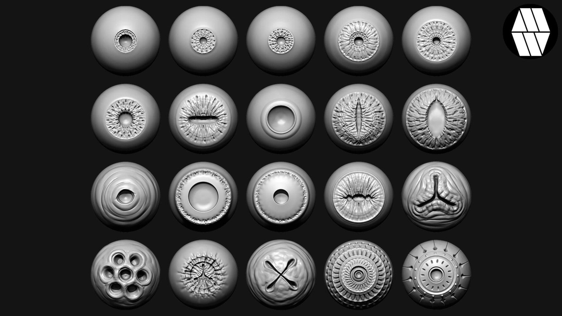 20 Eyes IMM Brush - Custom made Brush to use in ZBrush Sculpting