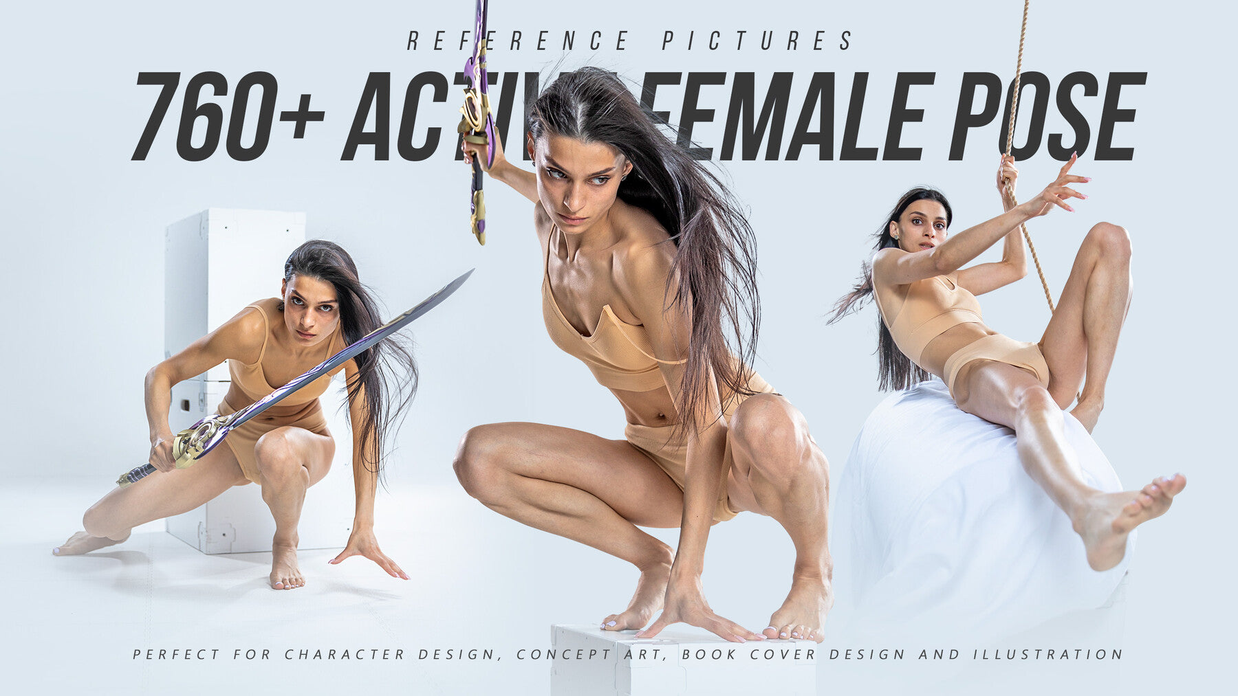 760 Female Active Poses Reference Pictures + PSD + Video Process