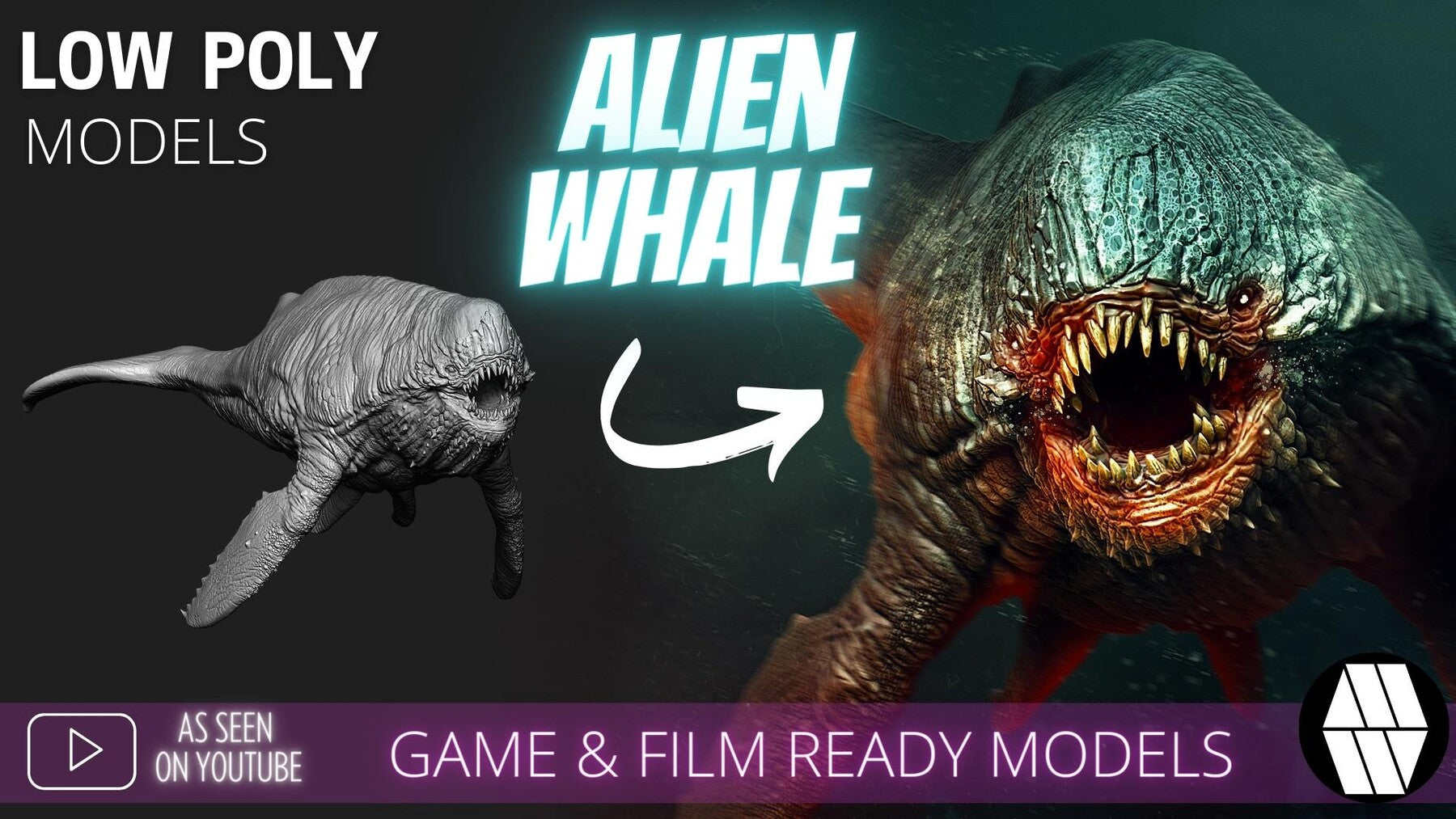 Game & Film Ready: Alien Whale Low Poly FBX Models