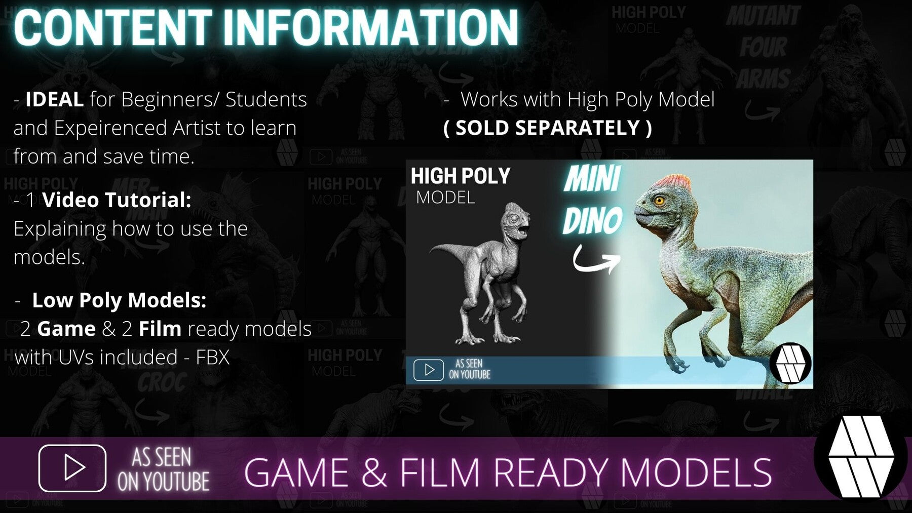 Game & Film Ready: Mini Dino Low Poly FBX Models